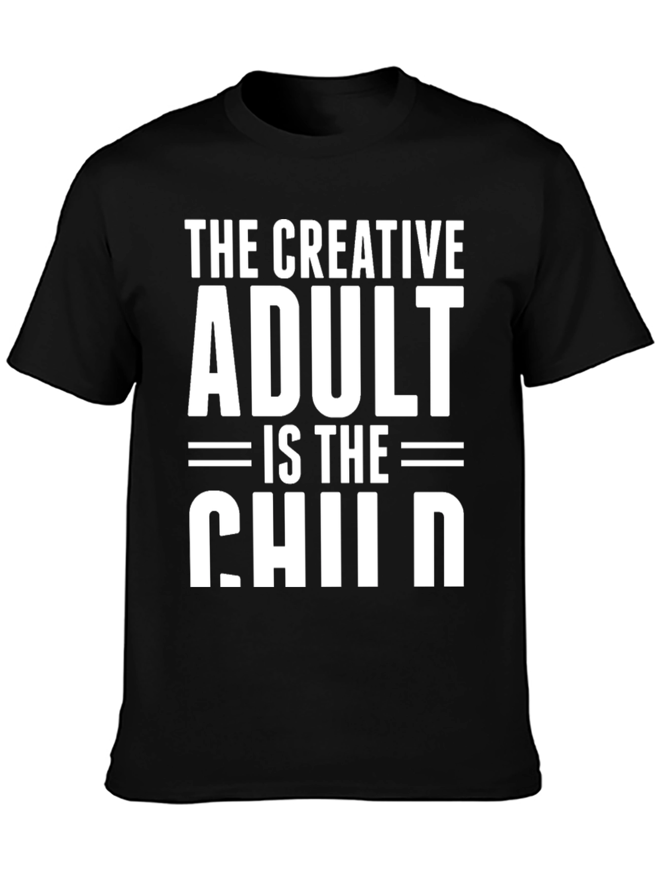 Creative Adult Child Graphic Tee - Black Cotton T-Shirt