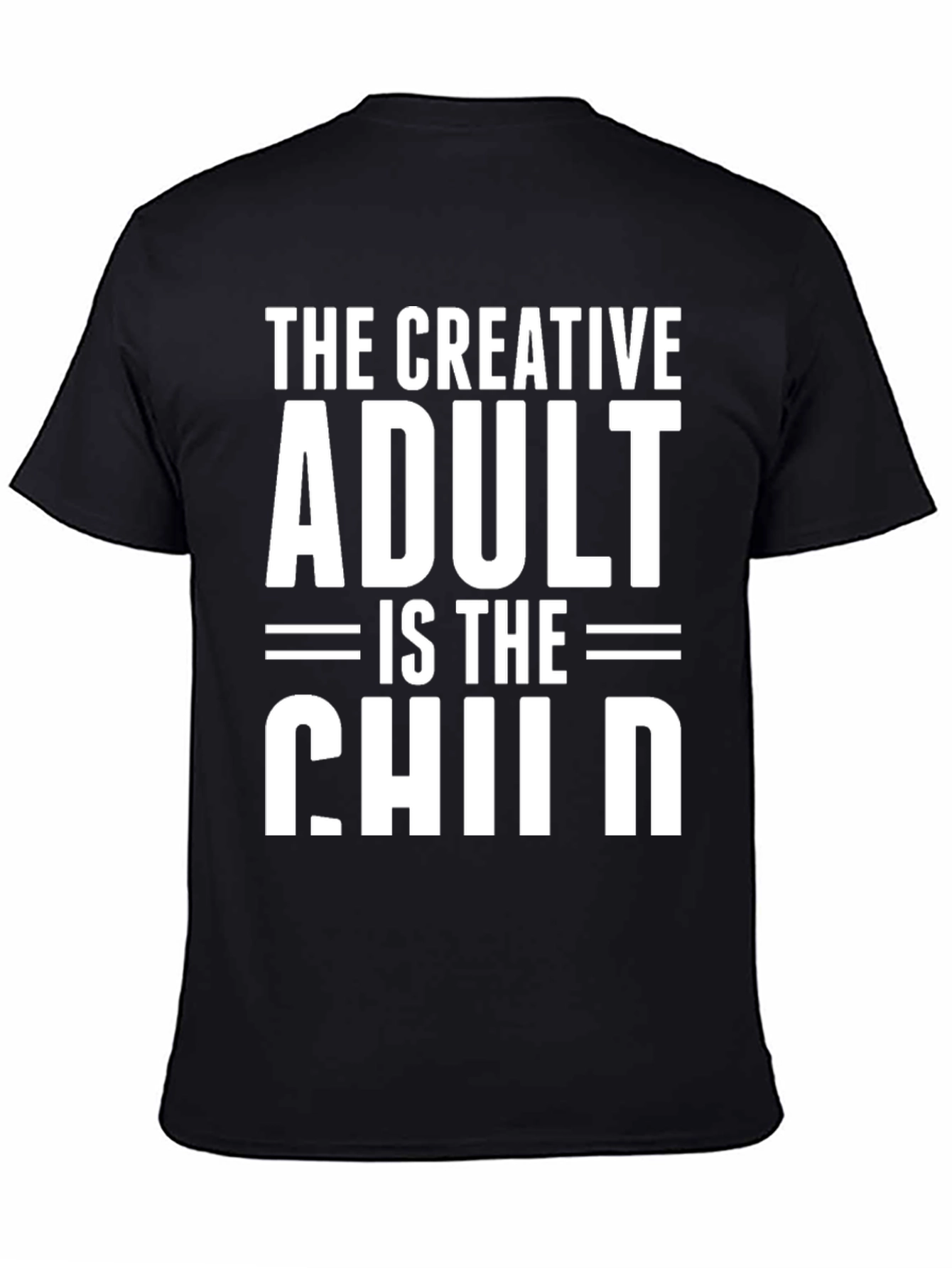 Creative Adult Child Graphic Tee - Black Cotton T-Shirt