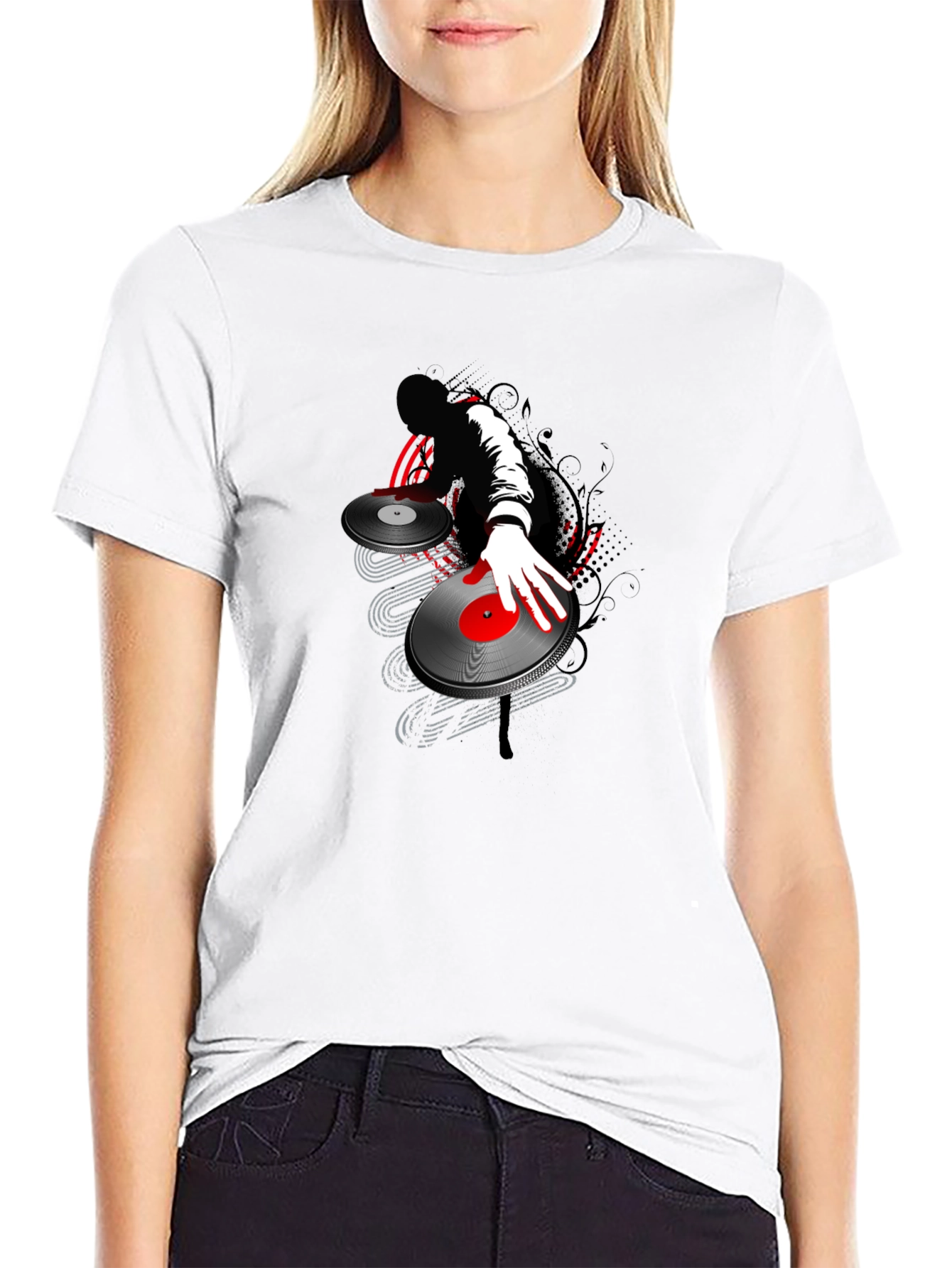 DJ Turntable Graphic Tee - Black Cotton T-Shirt