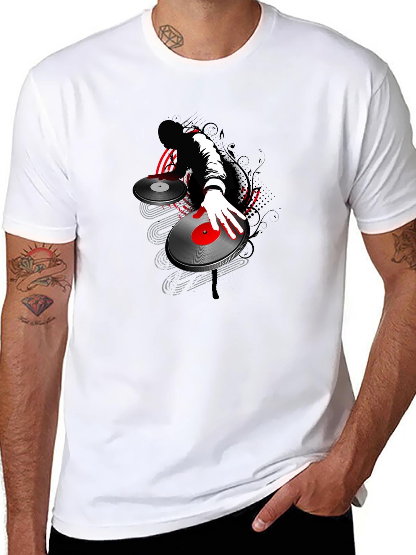 DJ Turntable Graphic Tee - Black Cotton T-Shirt
