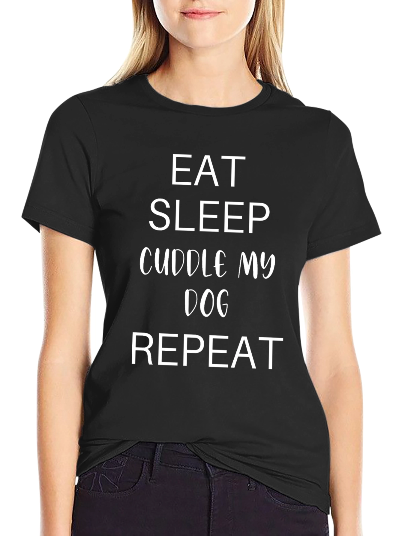 Eat Sleep Cuddle My Dog Repeat Graphic Tee
