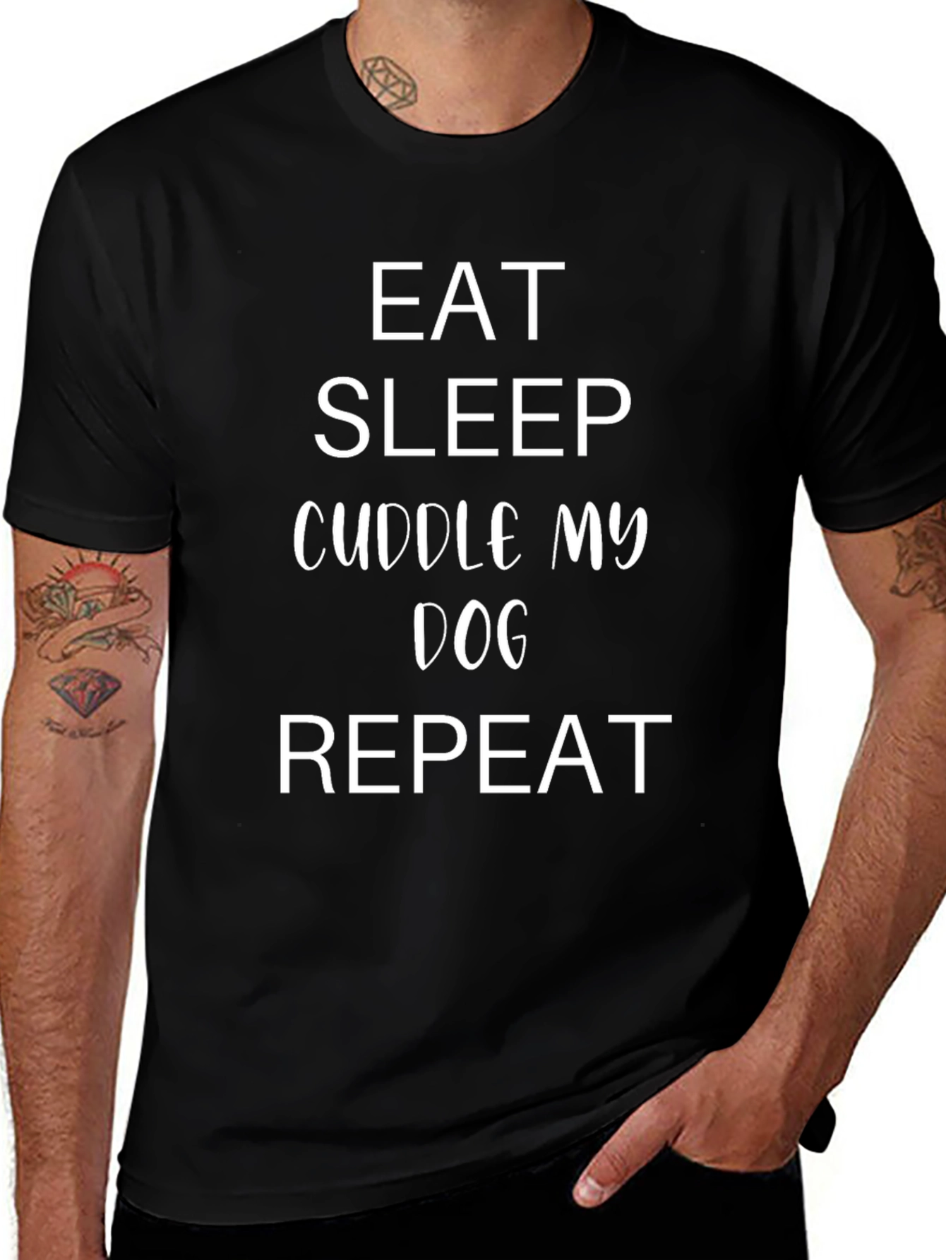 Eat Sleep Cuddle My Dog Repeat Graphic Tee