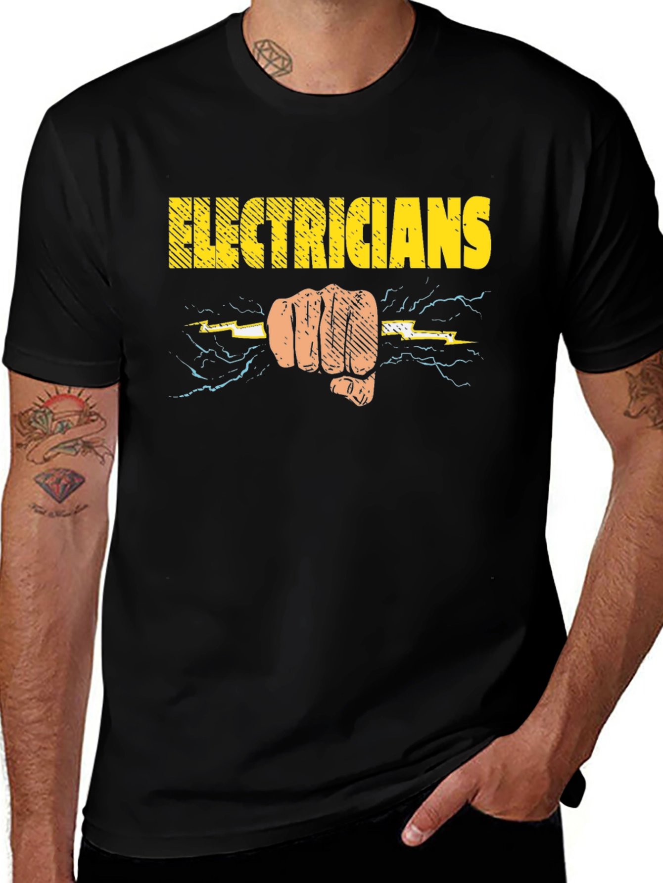 Electricians Fist Lightning Bolt Graphic T-Shirt