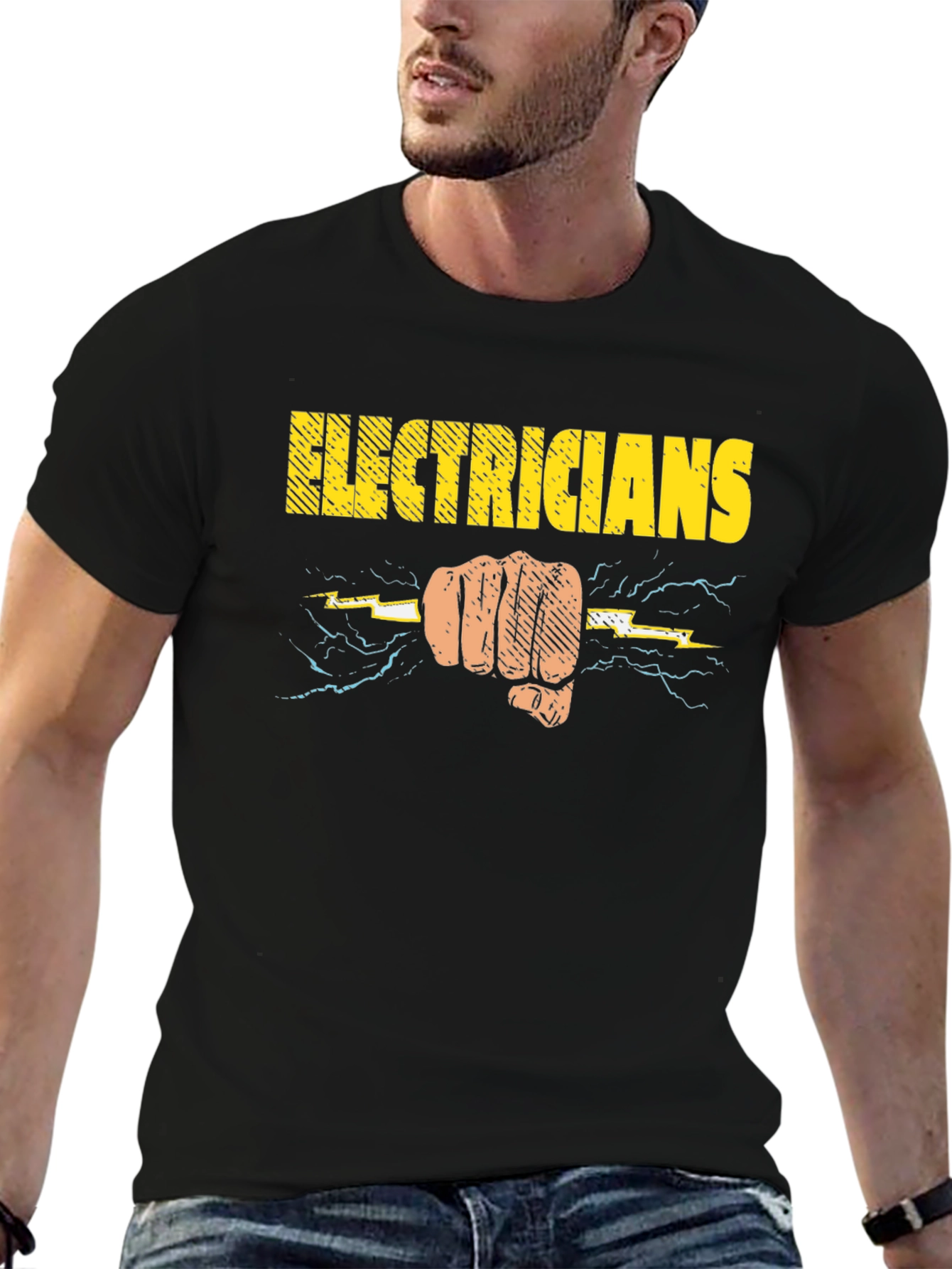Electricians Fist Lightning Bolt Graphic T-Shirt