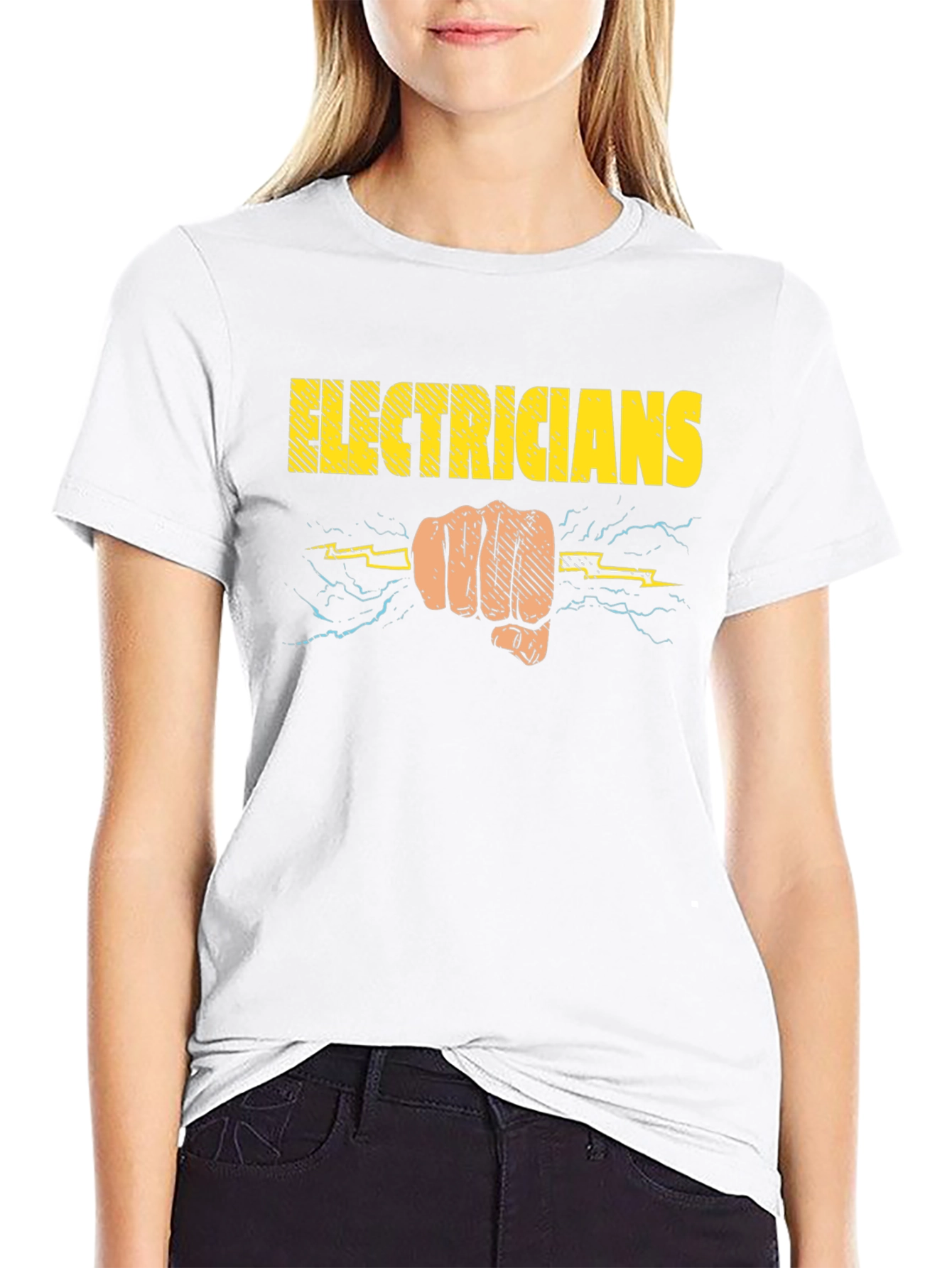Electricians Fist Lightning Bolt Graphic T-Shirt