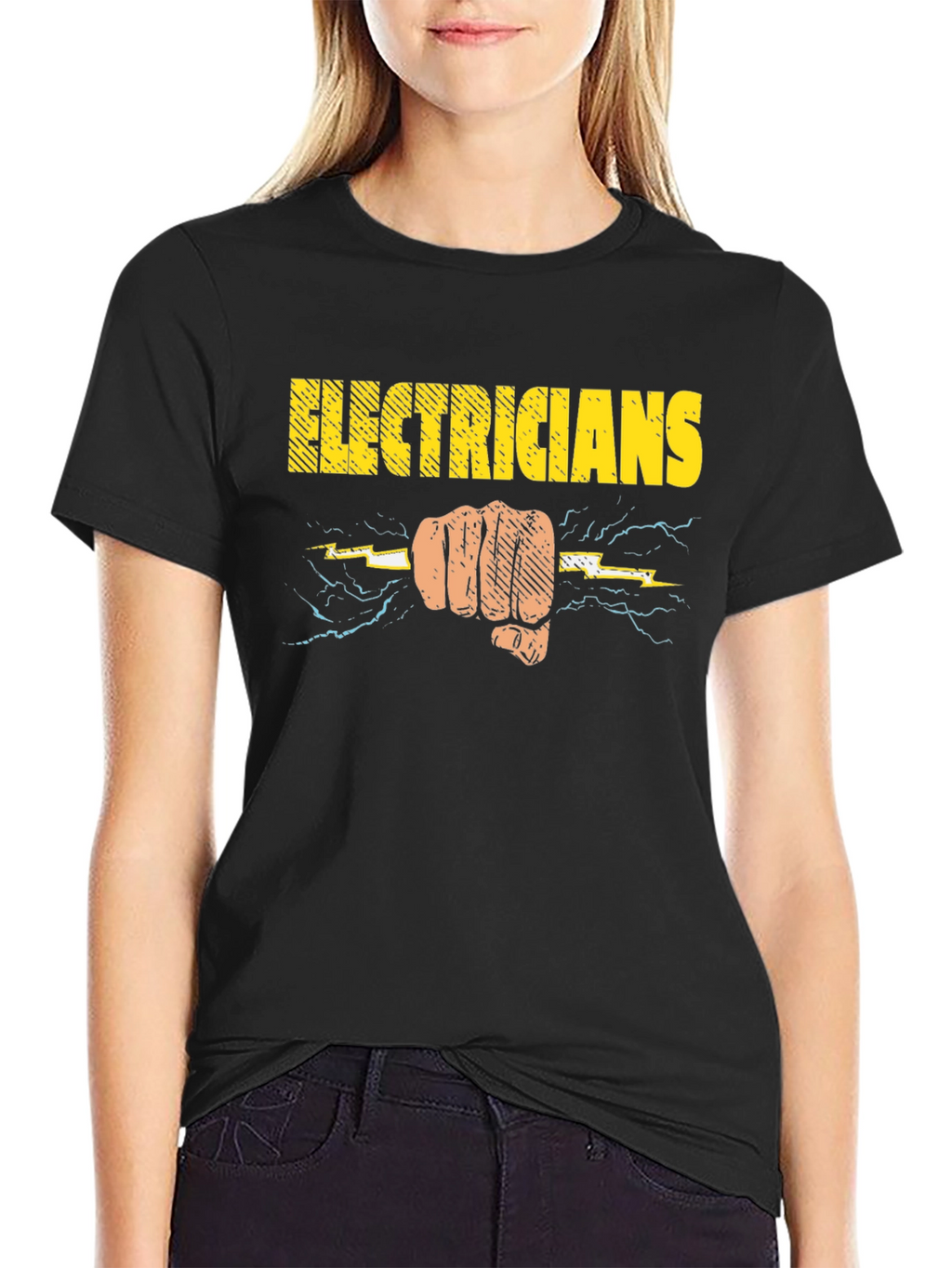 Electricians Fist Lightning Bolt Graphic T-Shirt