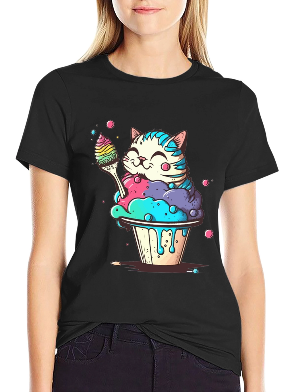 Cute Cat Cupcake T-Shirt - Whimsical Design