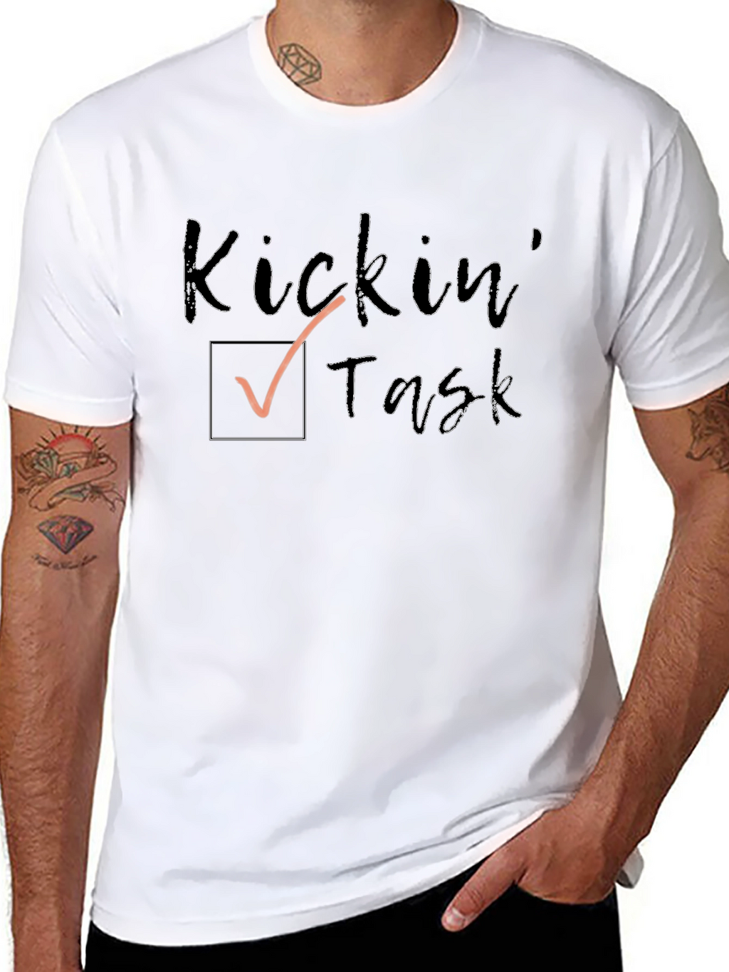 Kicking Task T-Shirt - Black Cotton Tee