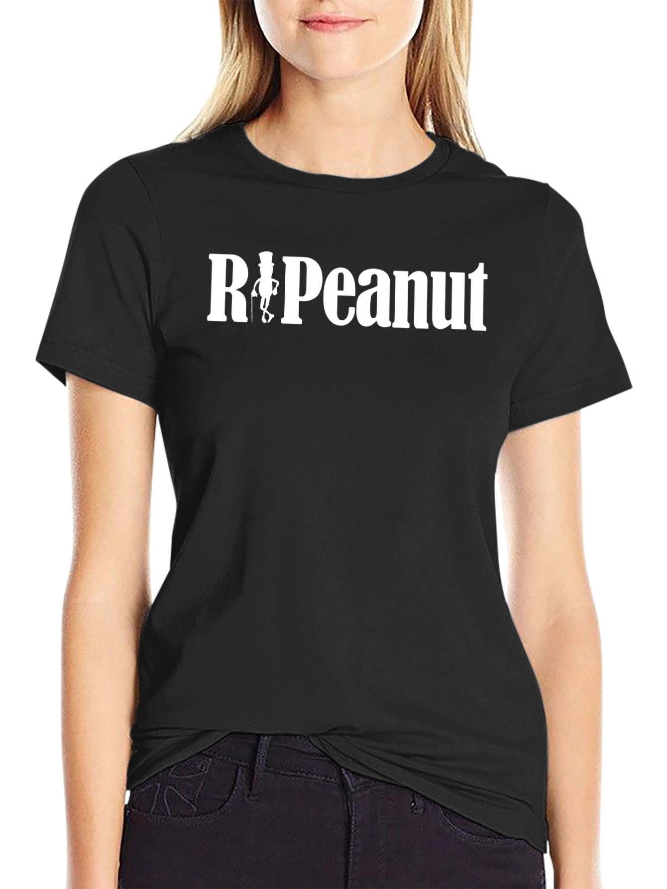 RIPeanut Black T-Shirt - Unique Graphic Tee