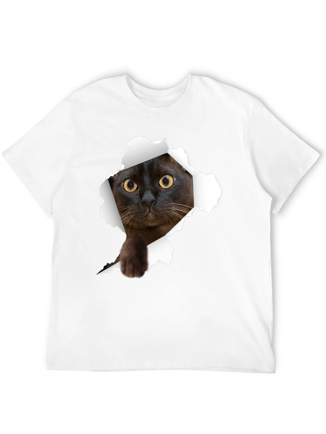 Cat Ripped T-Shirt - Peekaboo Kitty Tee