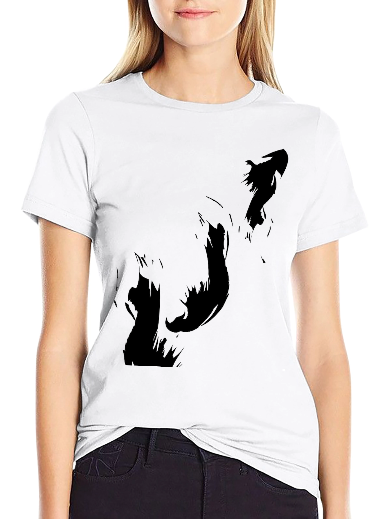 Mens Black T-Shirt with Abstract Silhouette Design