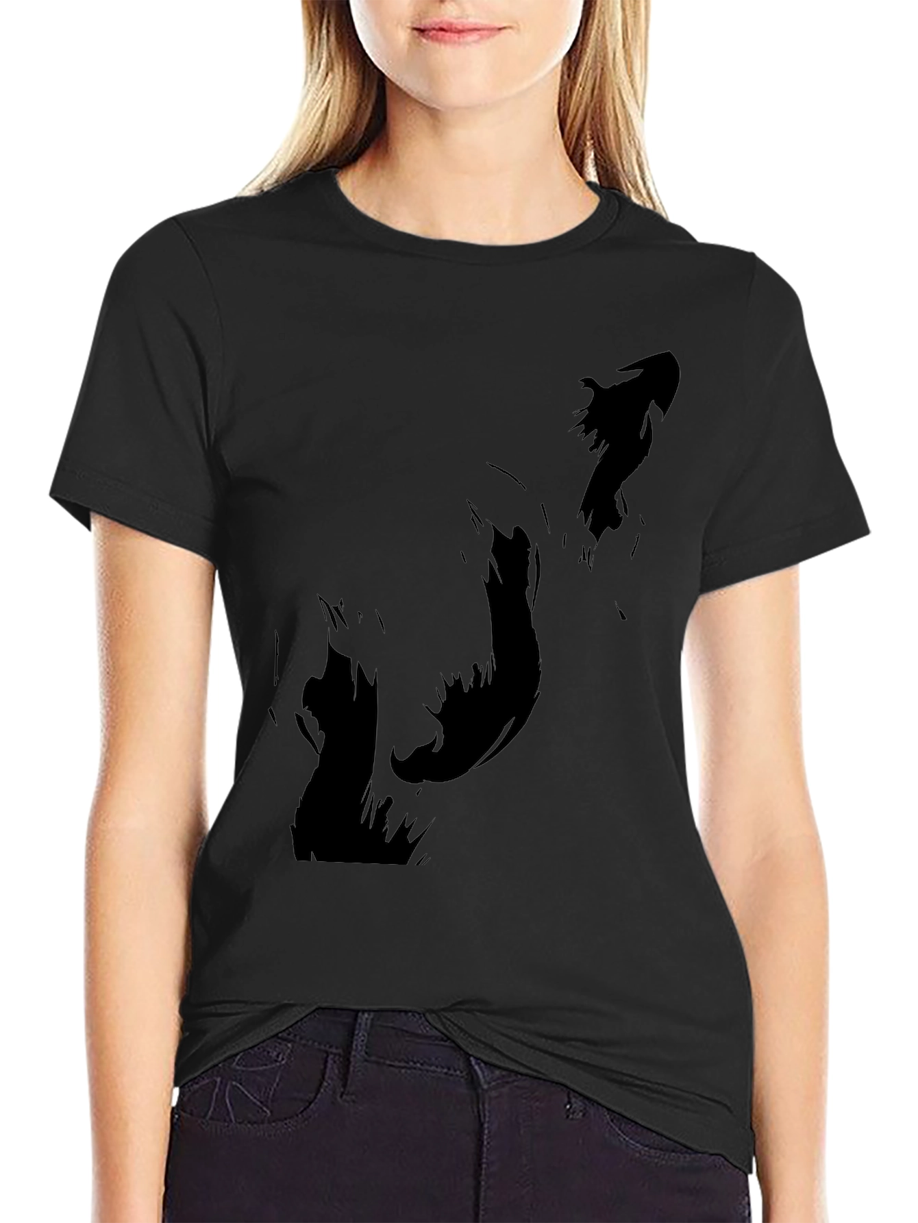 Mens Black T-Shirt with Abstract Silhouette Design