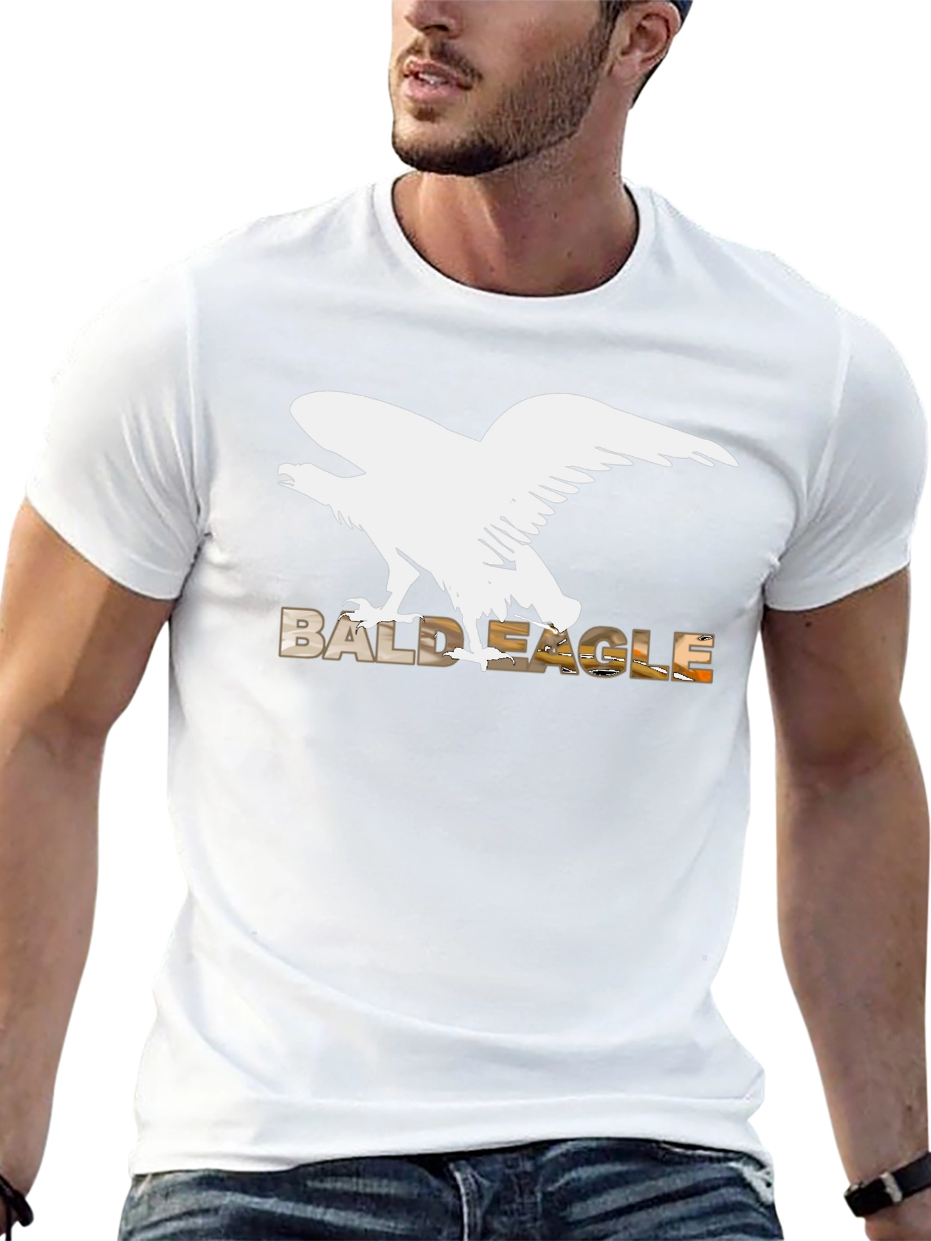 Bald Eagle Graphic Tee - Black Cotton Blend