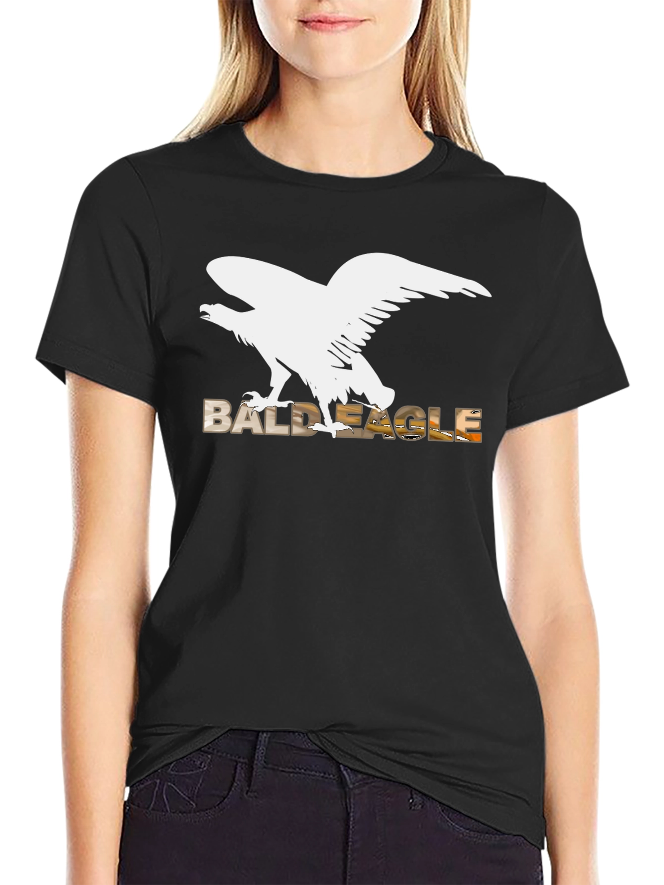 Bald Eagle Graphic Tee - Black Cotton Blend