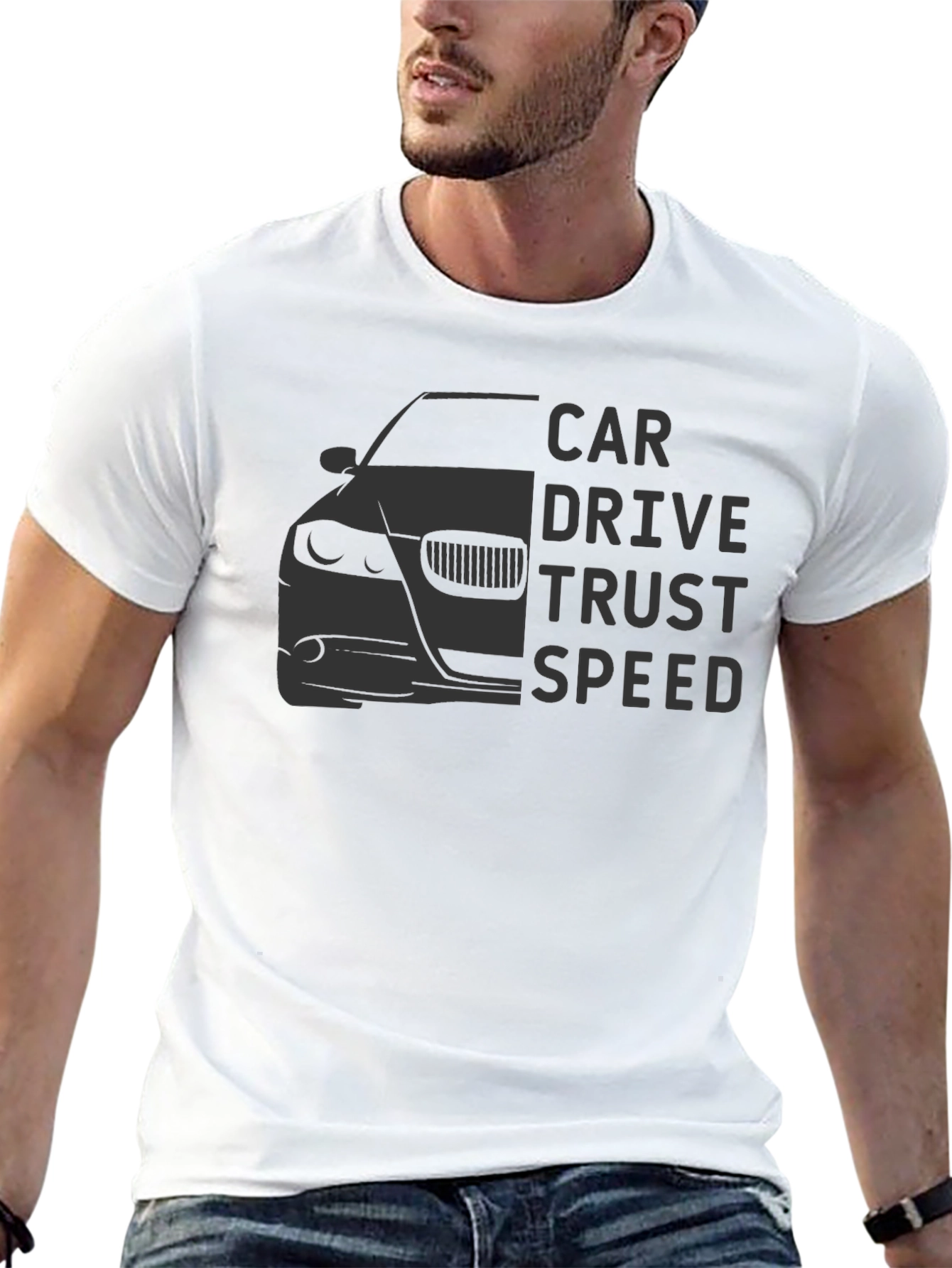Car Drive Trust Speed Graphic Tee - Black