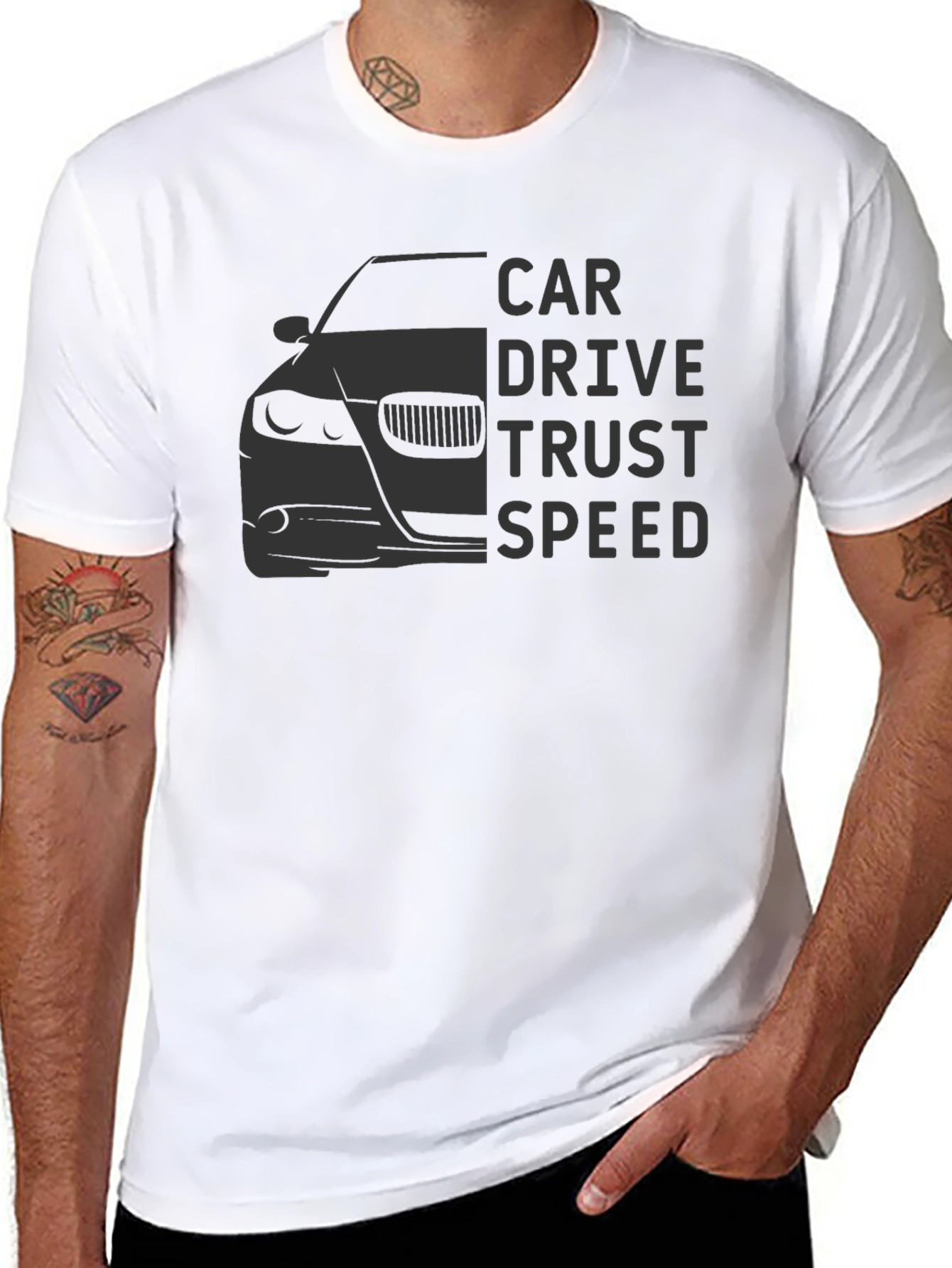Car Drive Trust Speed Graphic Tee - Black