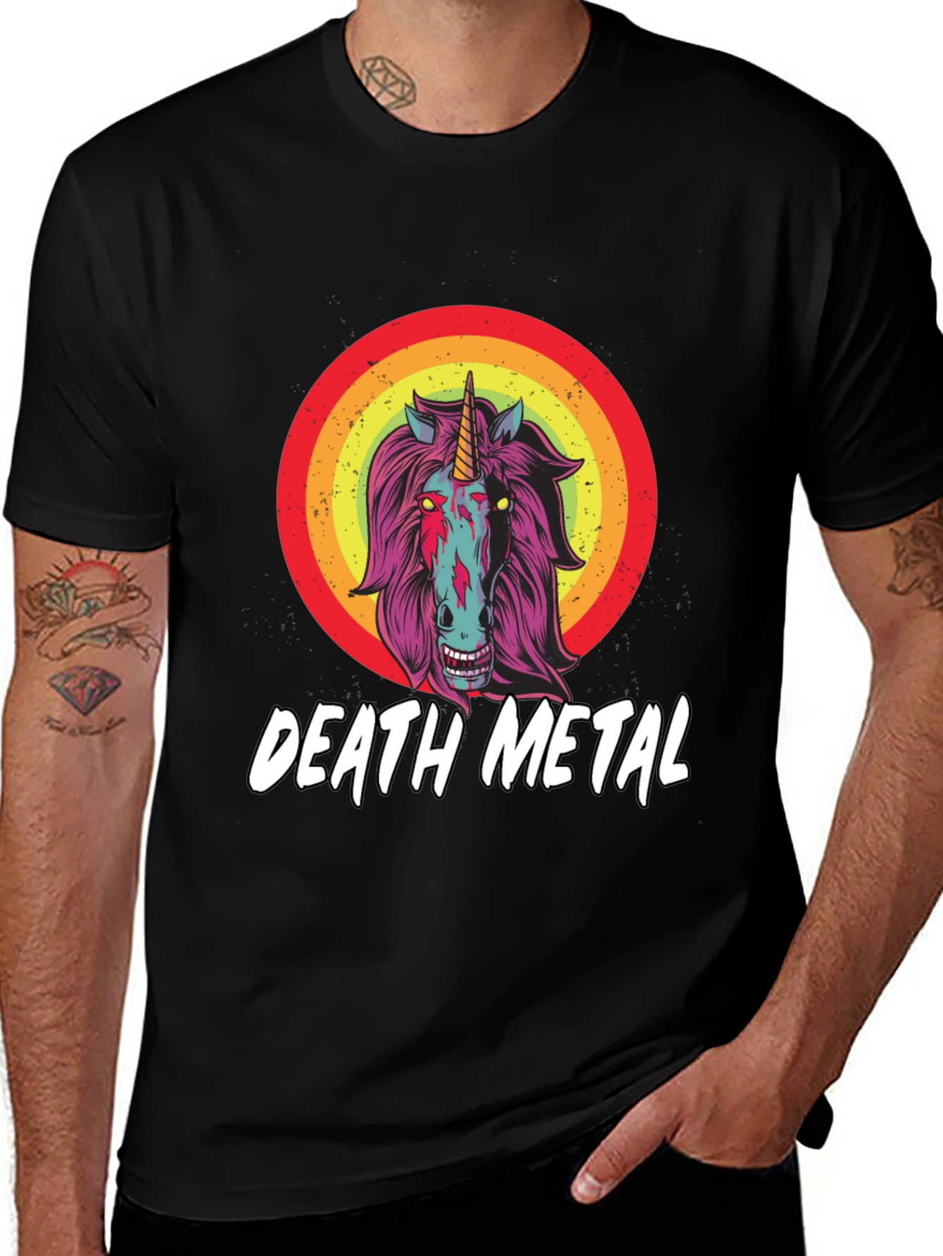 Death Metal Unicorn Graphic T-Shirt
