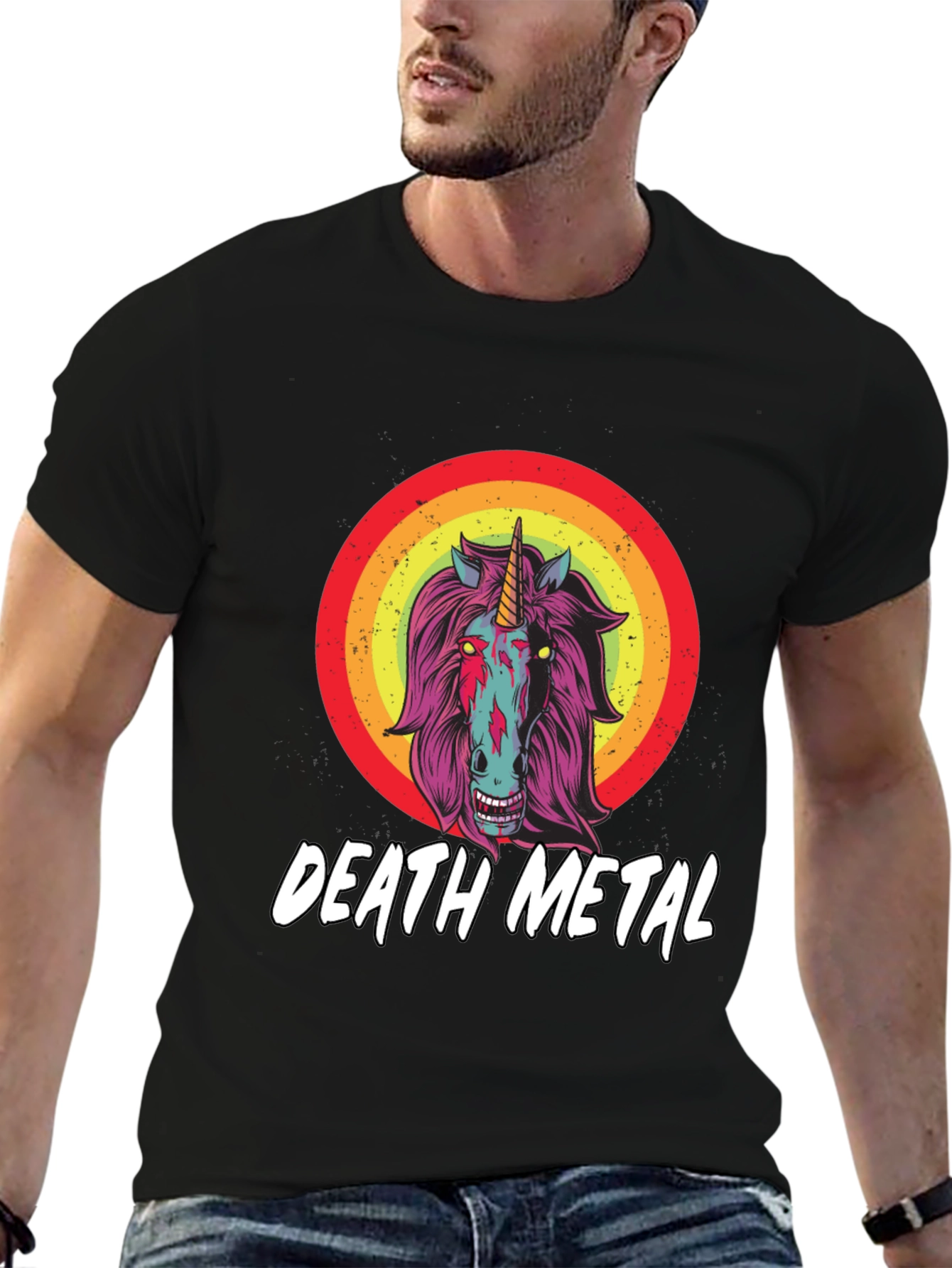 Death Metal Unicorn Graphic T-Shirt