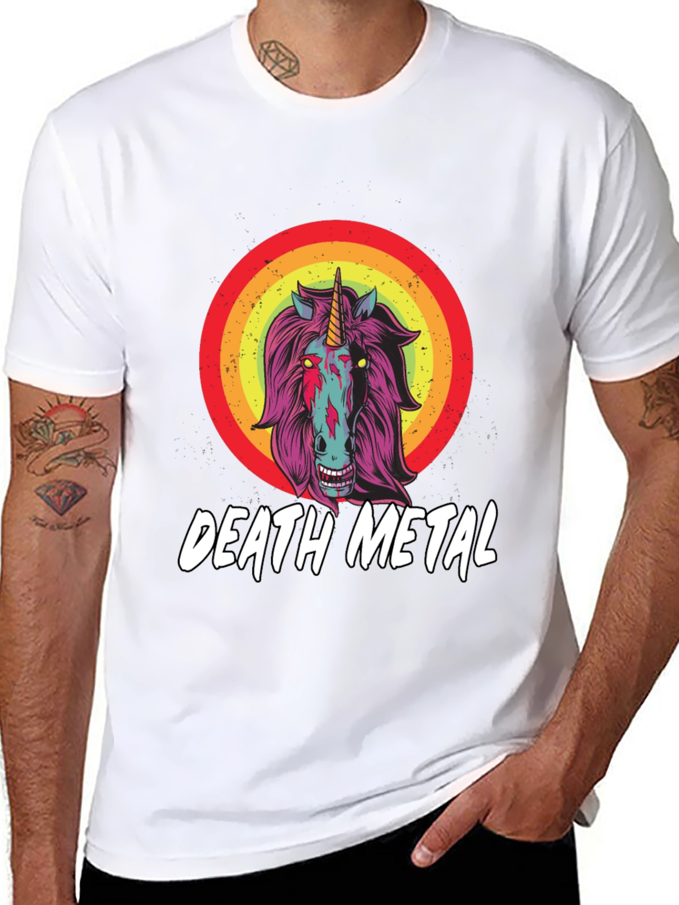 Death Metal Unicorn Graphic T-Shirt