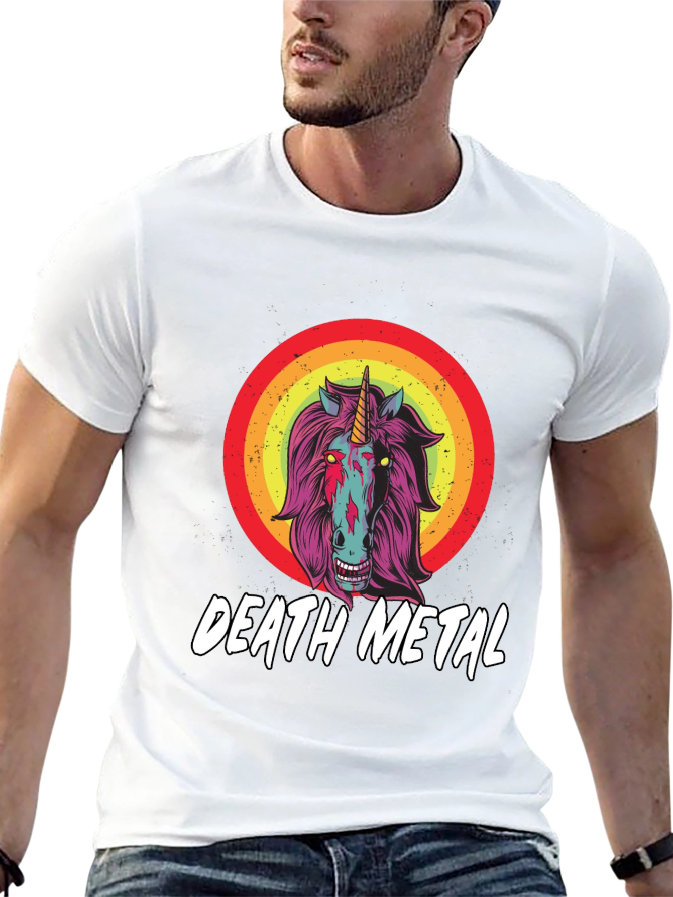 Death Metal Unicorn Graphic T-Shirt