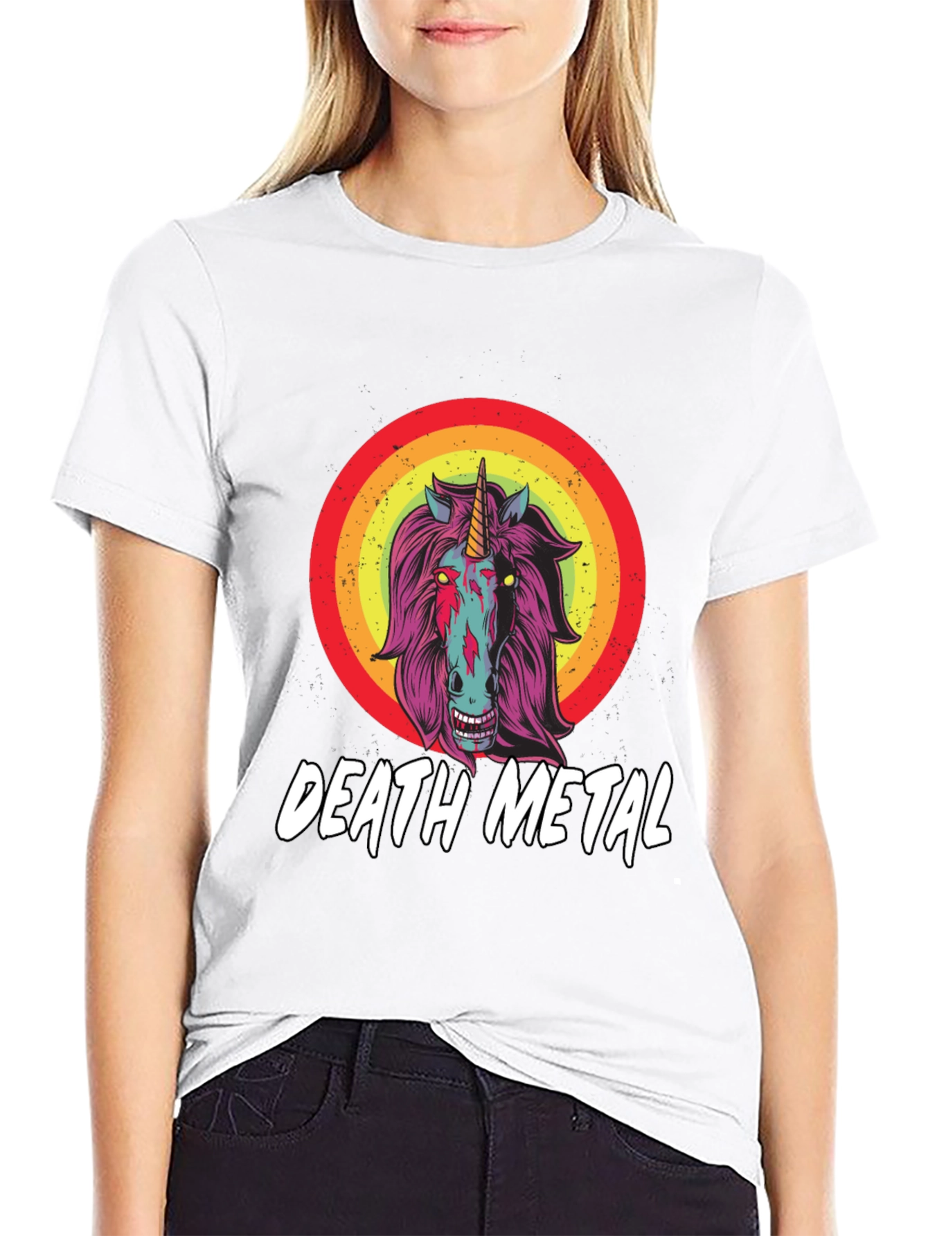 Death Metal Unicorn Graphic T-Shirt