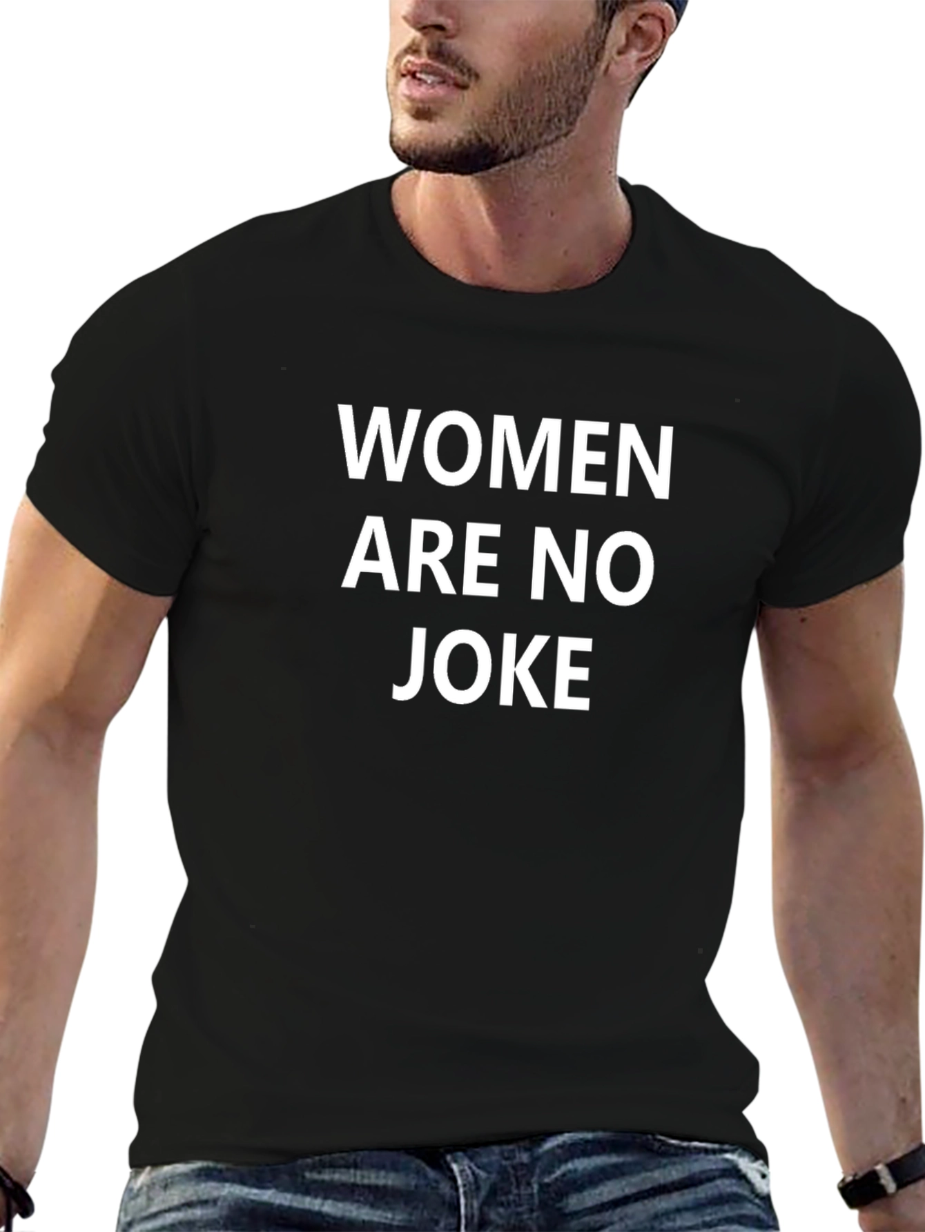 Women Are No Joke Graphic Tee - Black Cotton