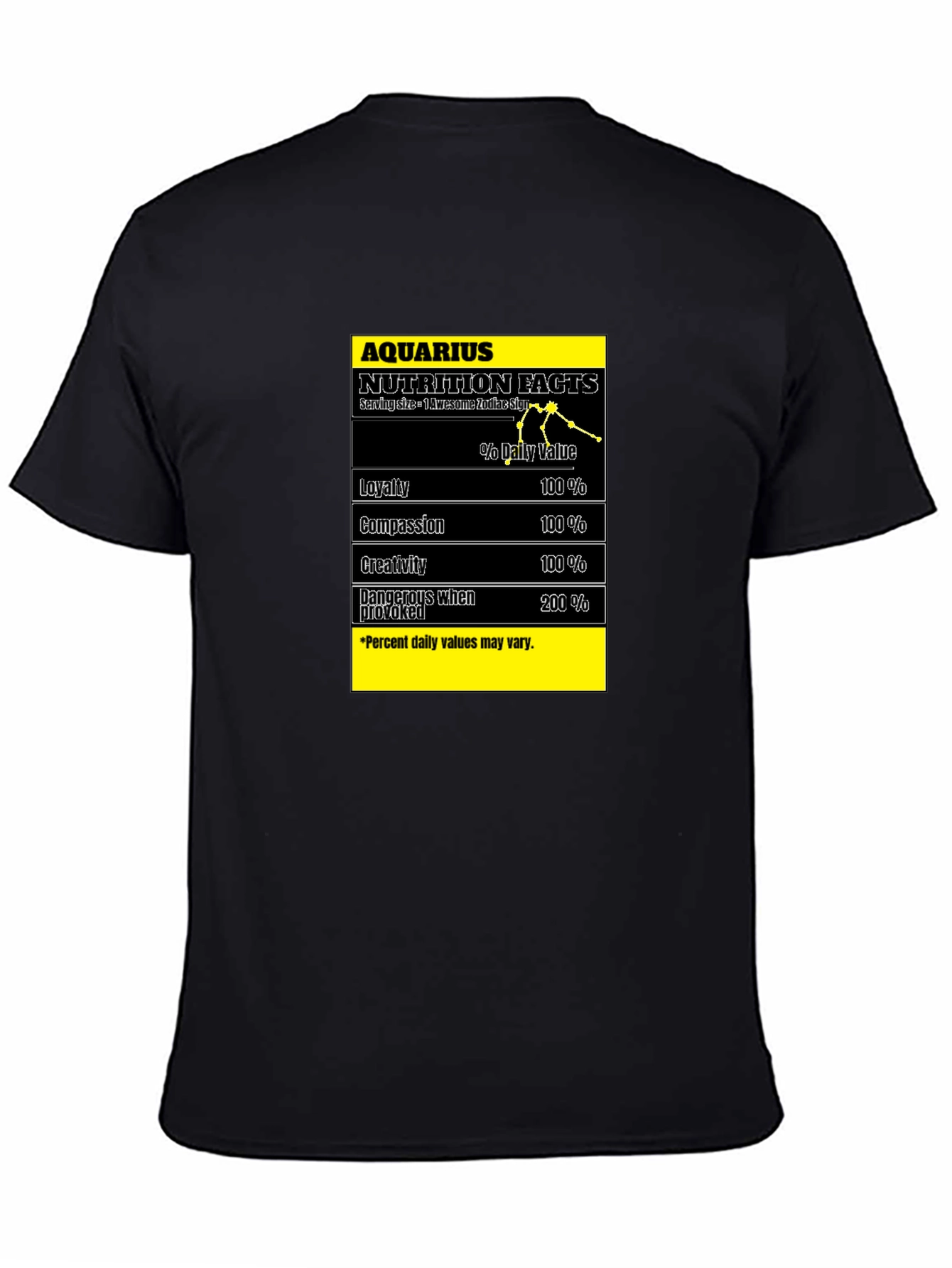 Aquarius Nutrition Facts Black T-Shirt