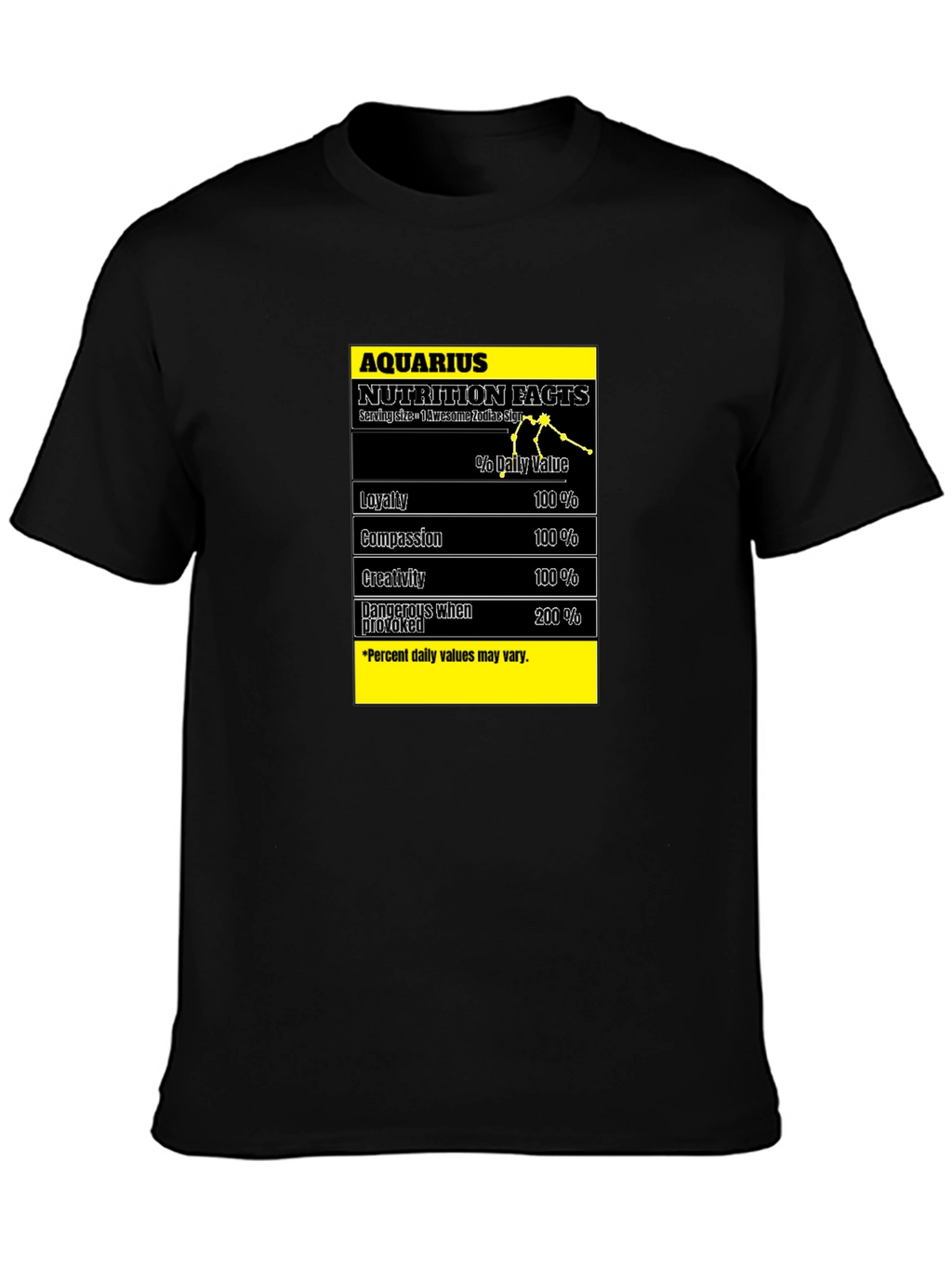 Aquarius Nutrition Facts Black T-Shirt