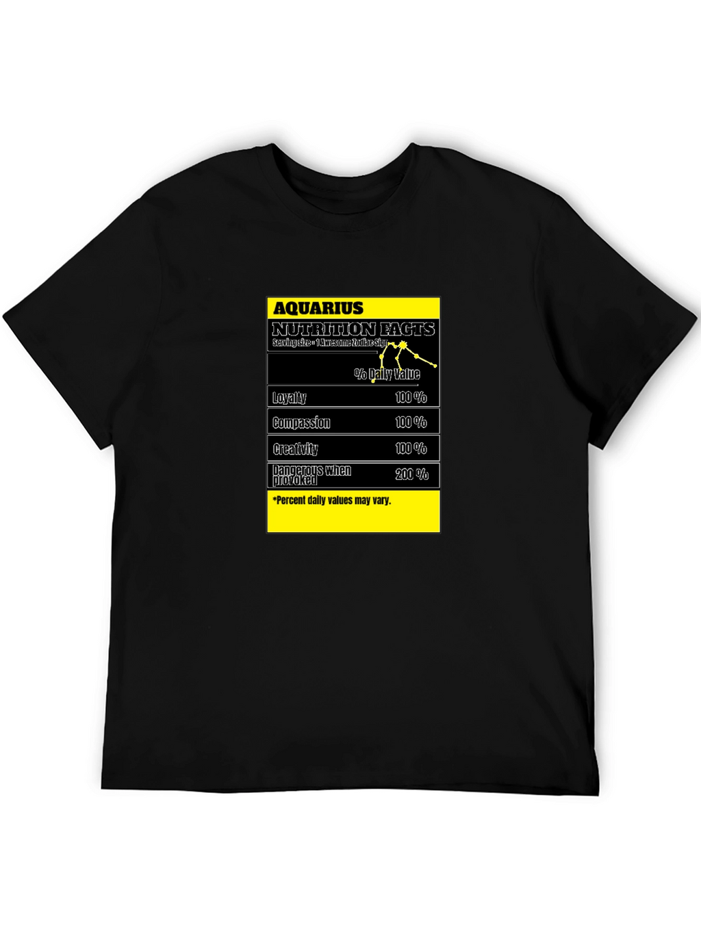 Aquarius Nutrition Facts Black T-Shirt