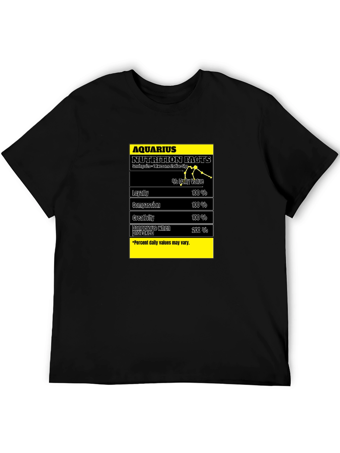 Aquarius Nutrition Facts Black T-Shirt