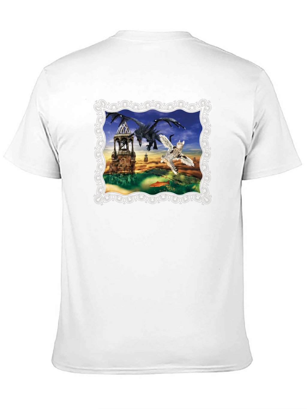 Dragon & Winged Cat Fantasy T-Shirt