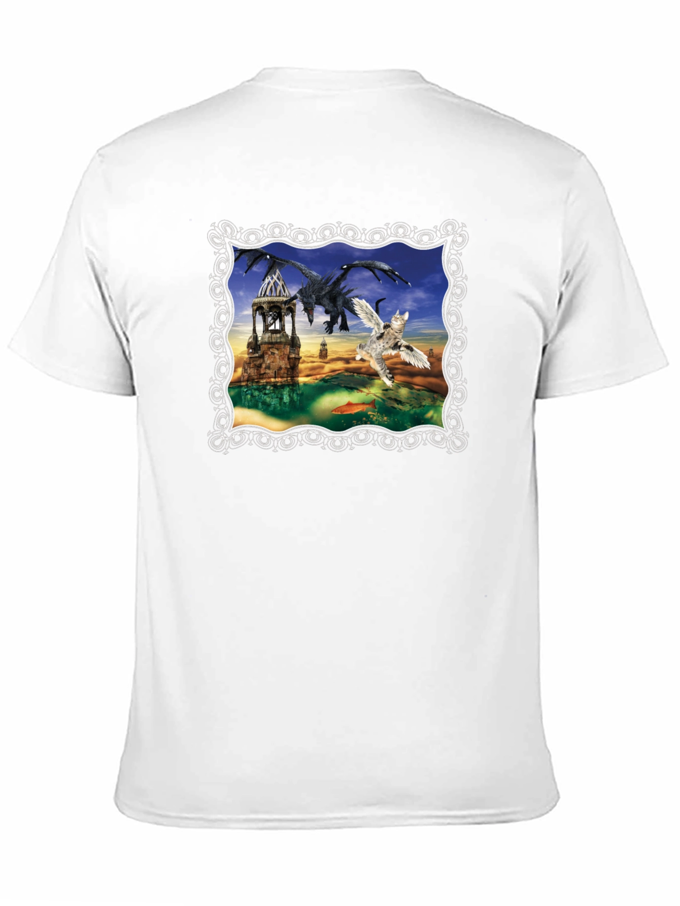 Dragon & Winged Cat Fantasy T-Shirt