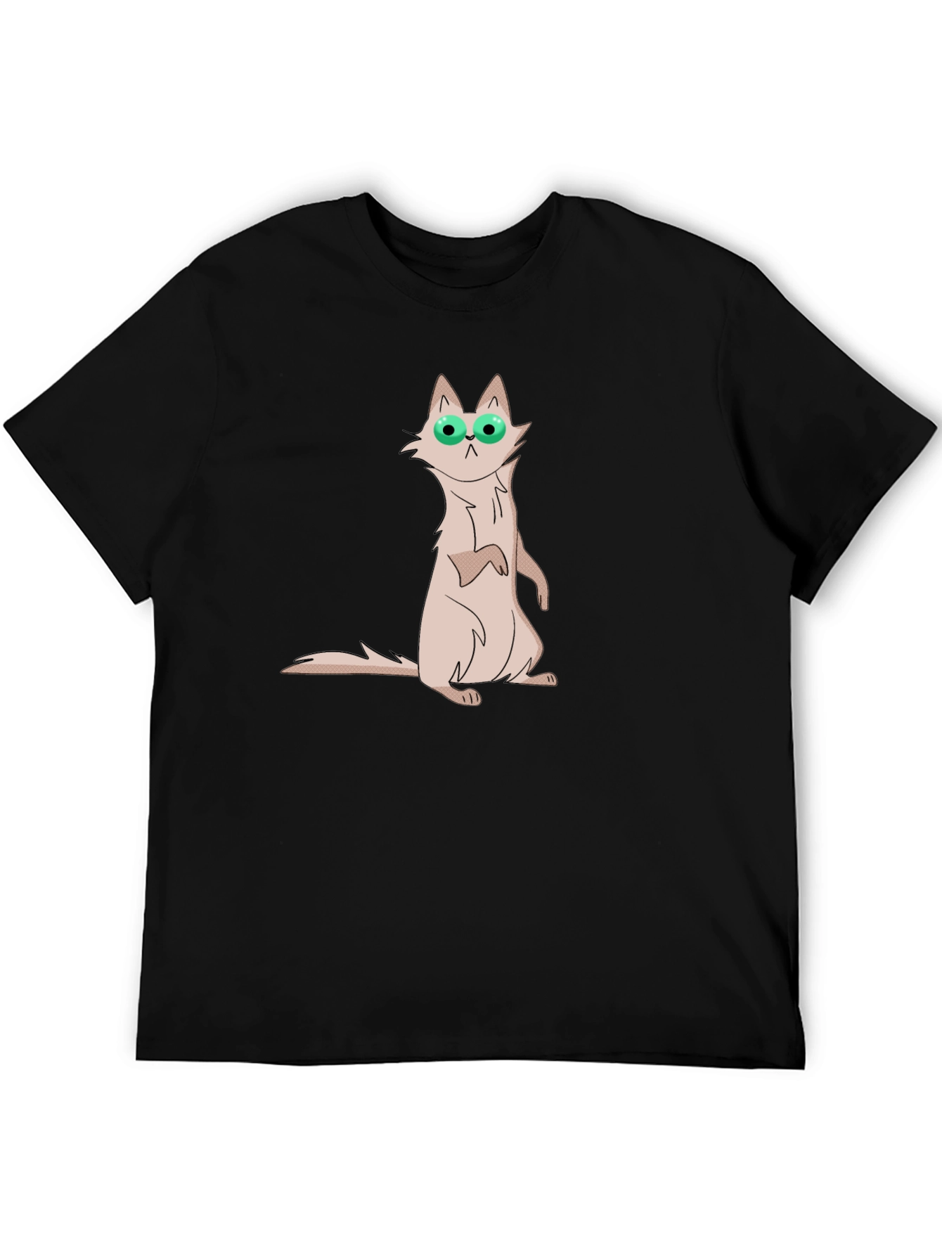 Cat with Glasses Graphic Tee - Mens Black T-Shirt