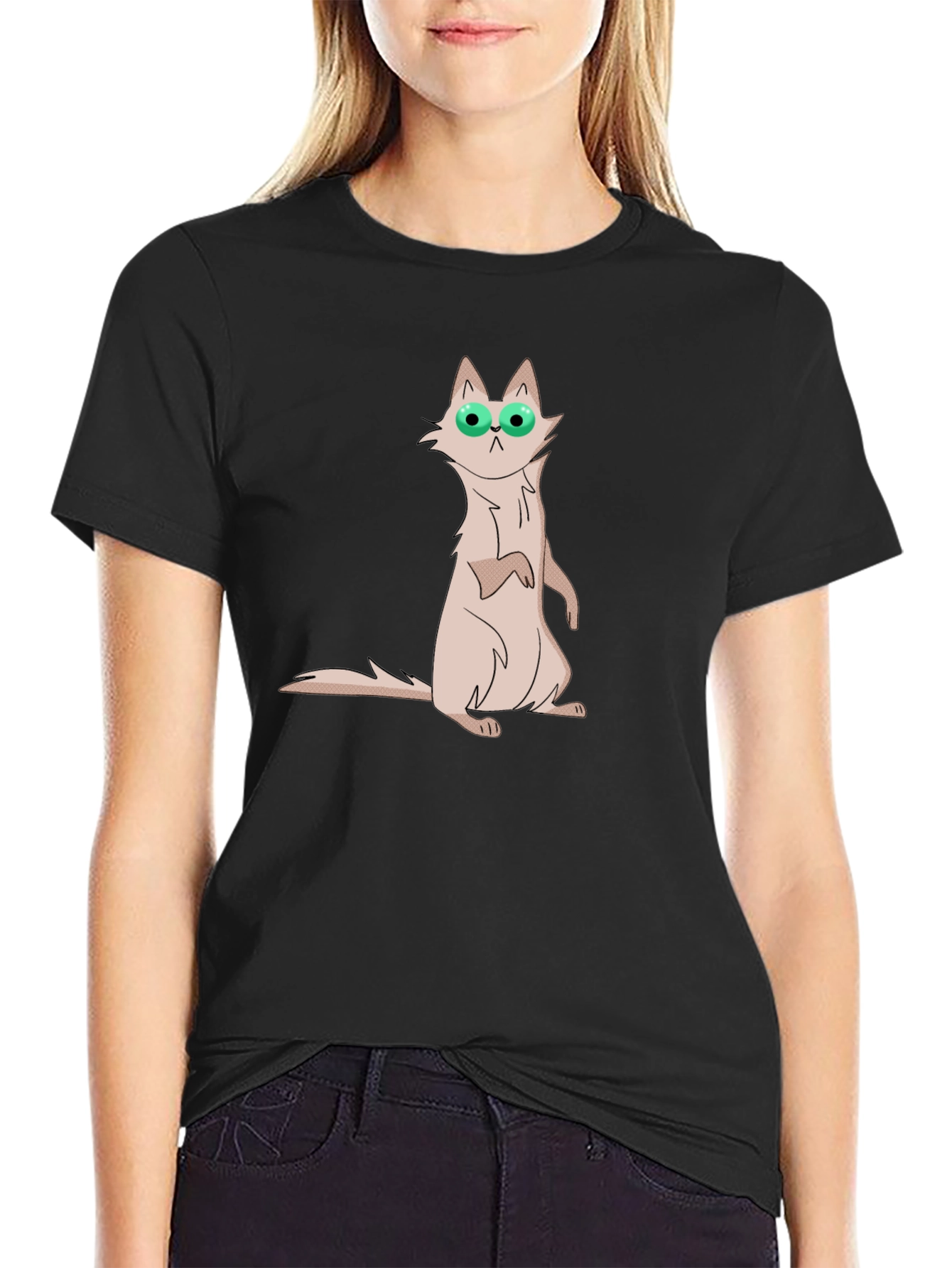 Cat with Glasses Graphic Tee - Mens Black T-Shirt
