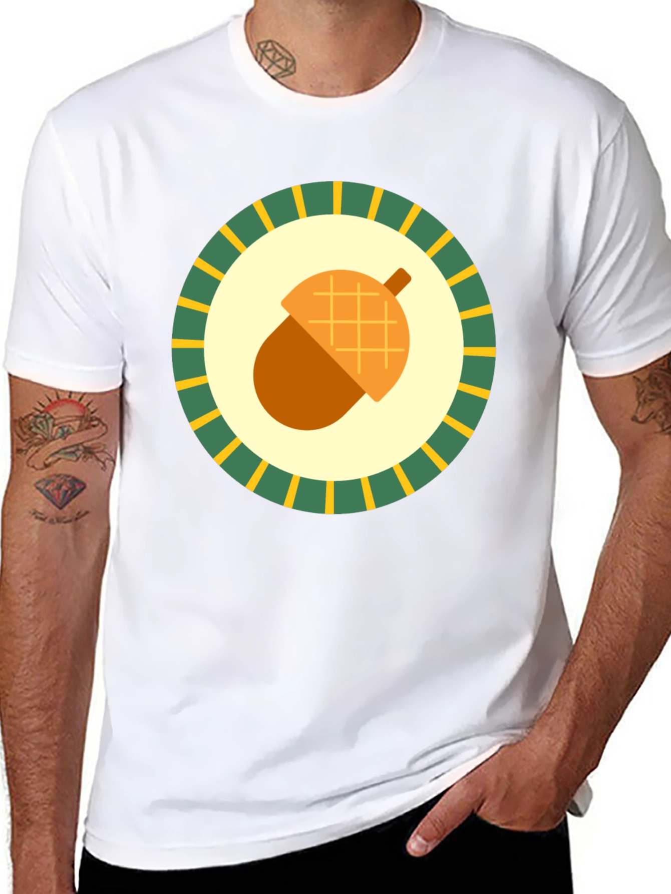 Acorn Emblem Tee - Nature Inspired Graphic Print