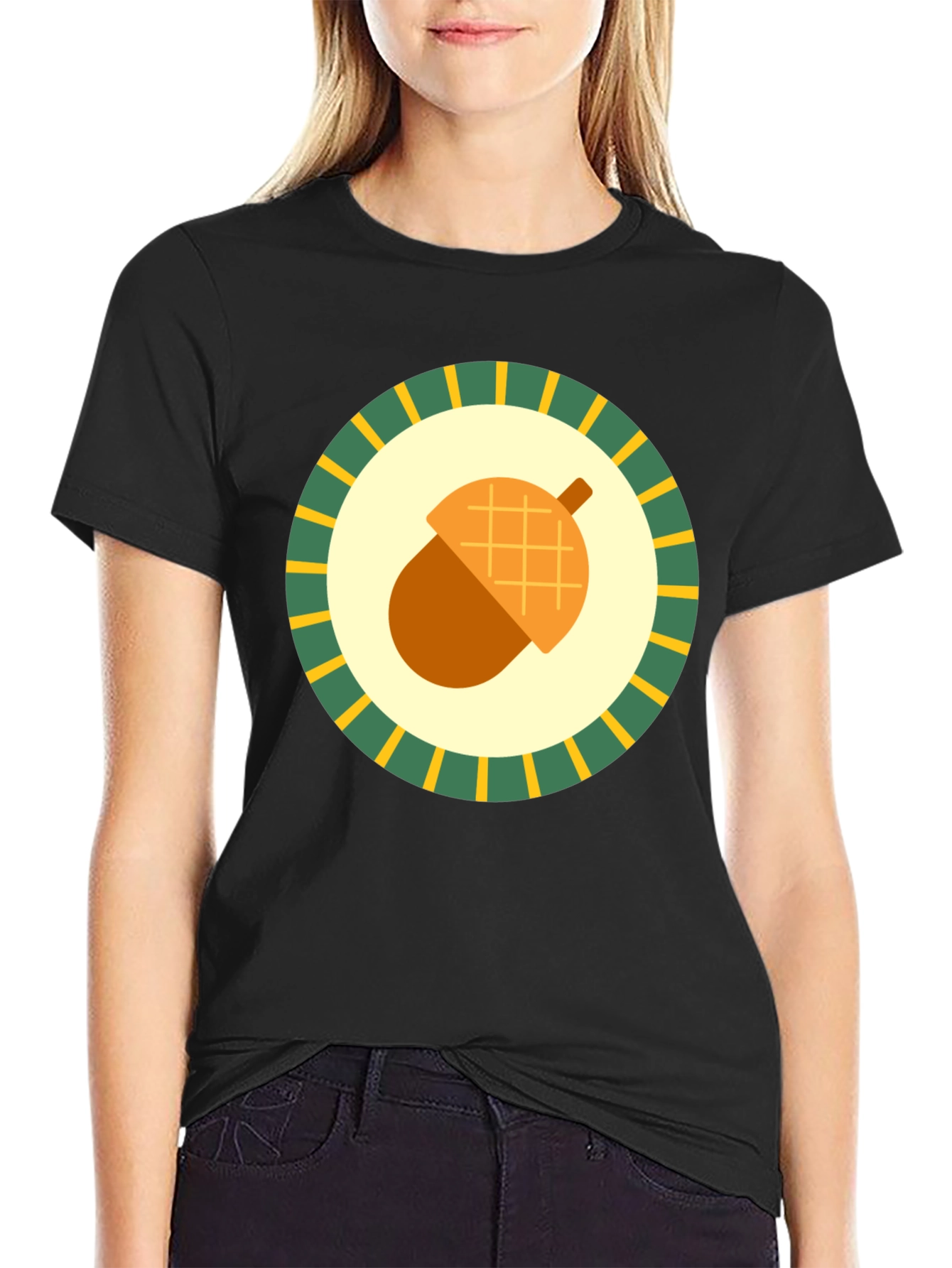 Acorn Emblem Tee - Nature Inspired Graphic Print