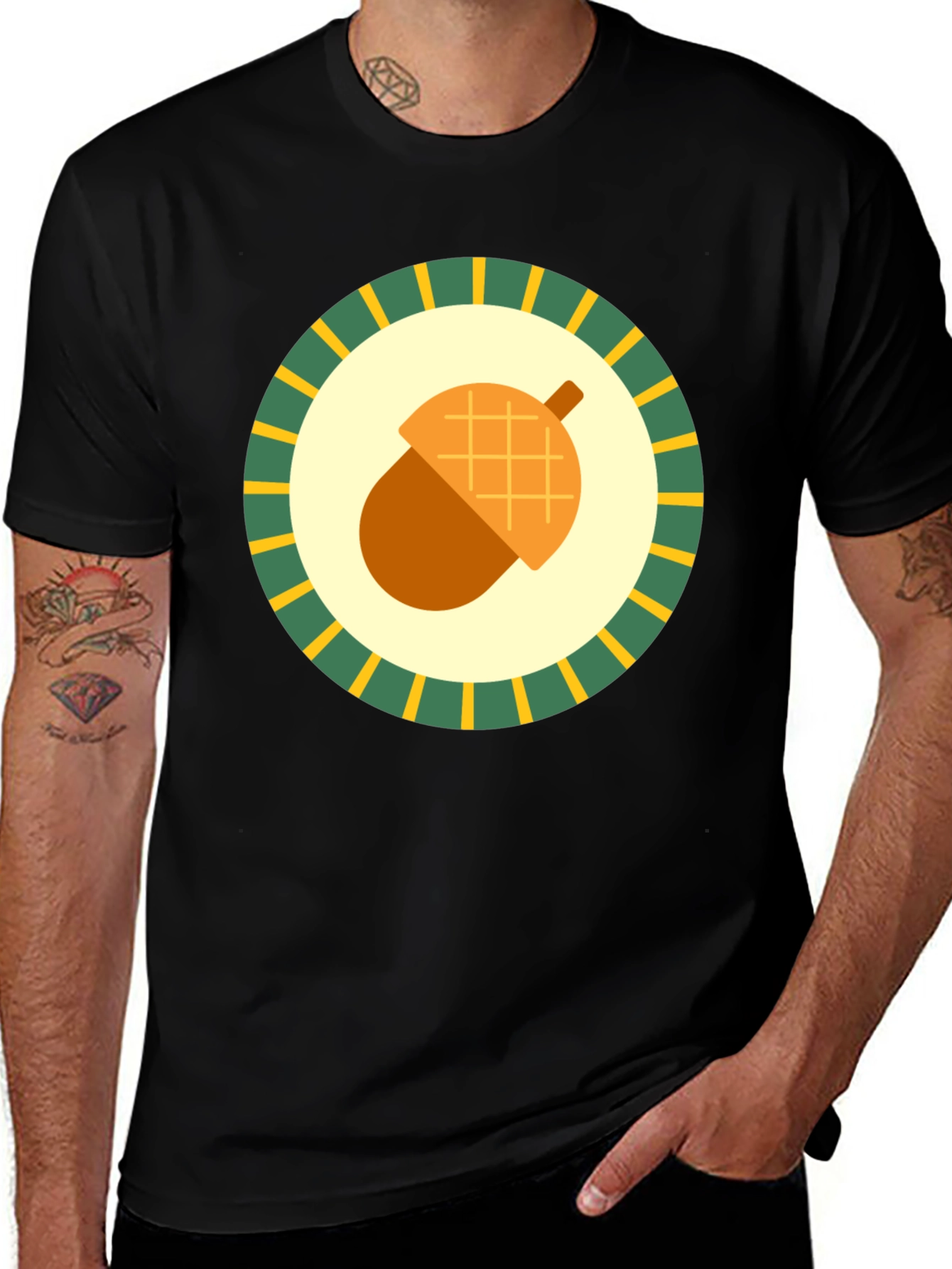 Acorn Emblem Tee - Nature Inspired Graphic Print