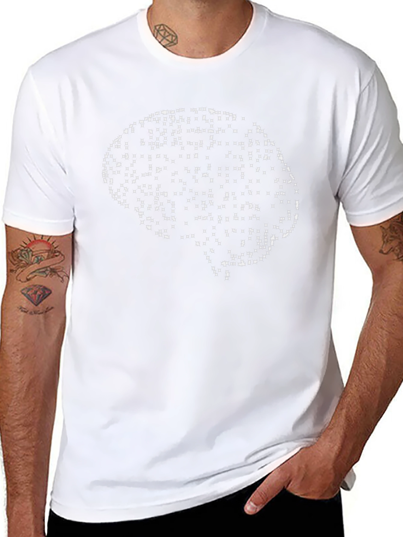 Brain Pixel Art Black T-Shirt