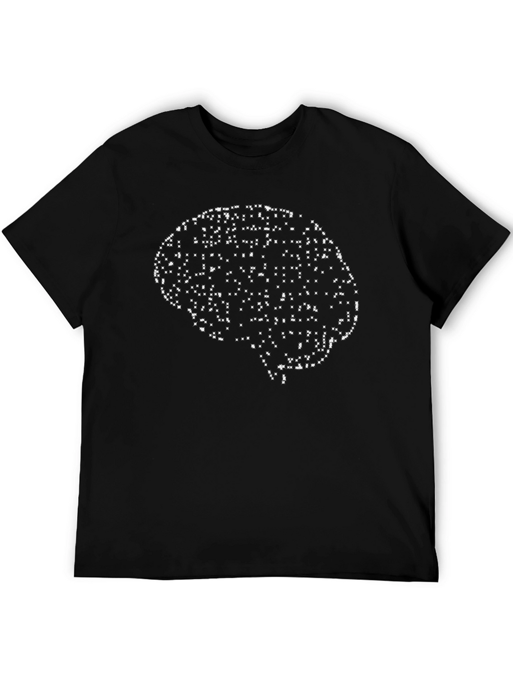 Brain Pixel Art Black T-Shirt