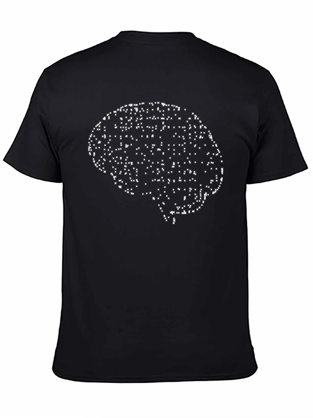 Brain Pixel Art Black T-Shirt
