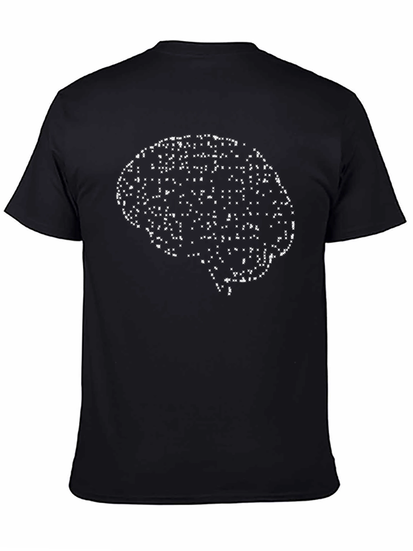Brain Pixel Art Black T-Shirt