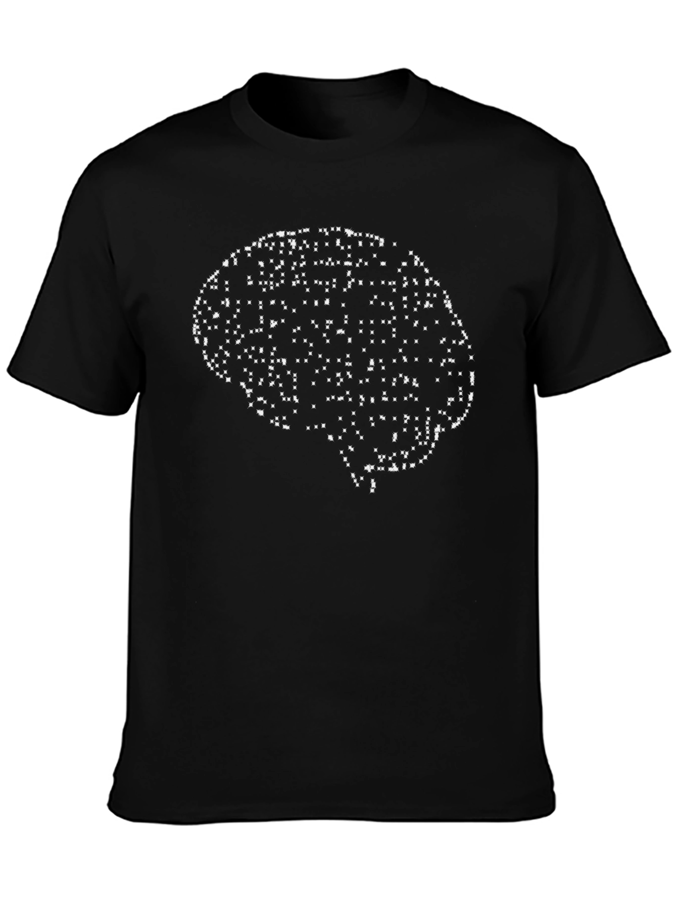 Brain Pixel Art Black T-Shirt
