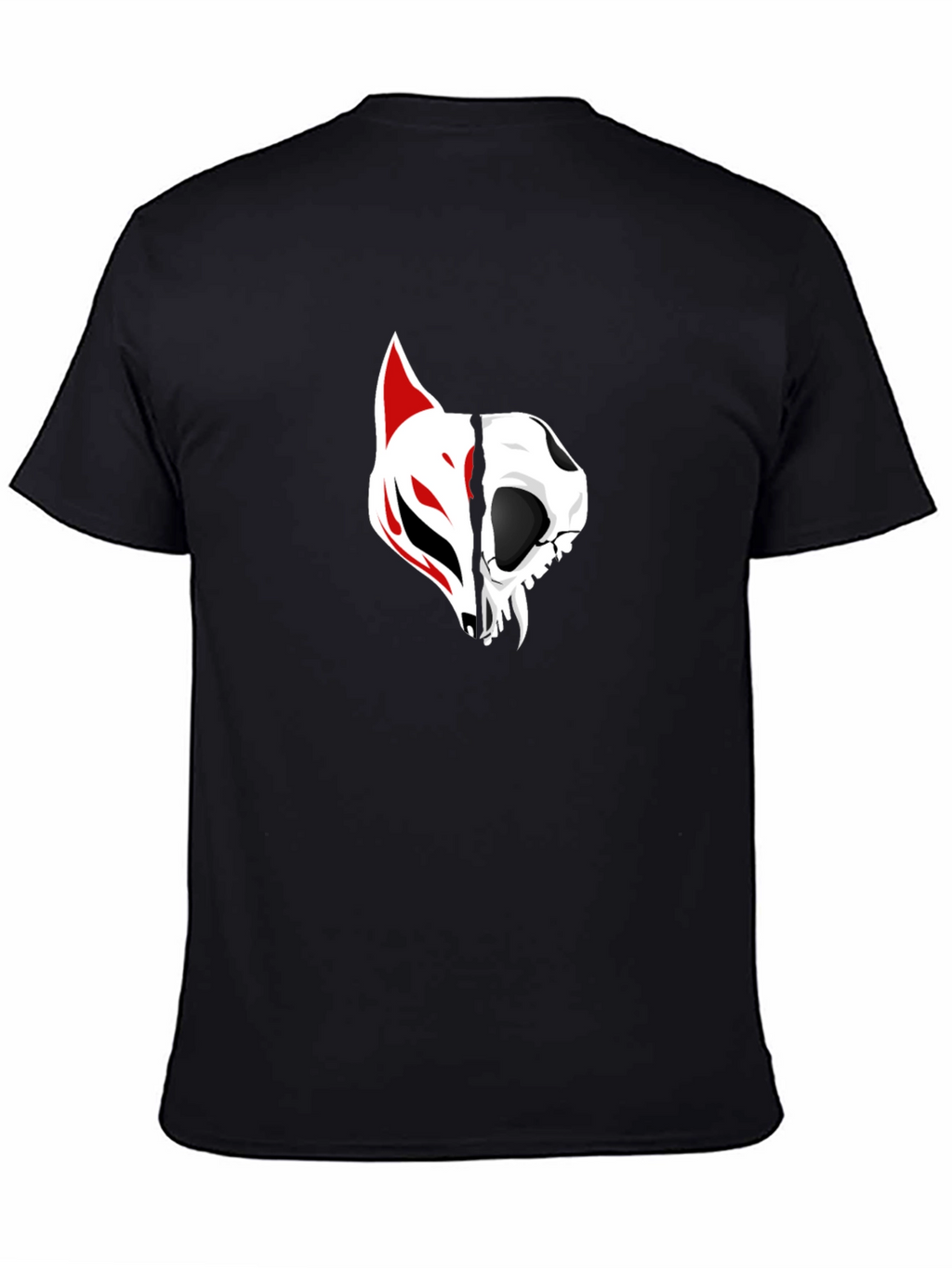 Black Tee with Fox and Skull Graphic