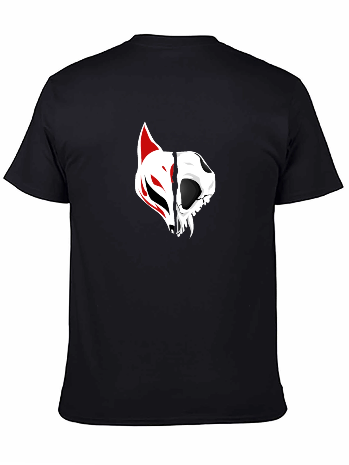 Black Tee with Fox and Skull Graphic