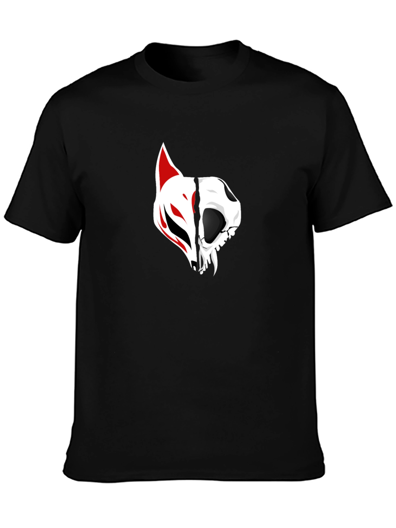 Black Tee with Fox and Skull Graphic