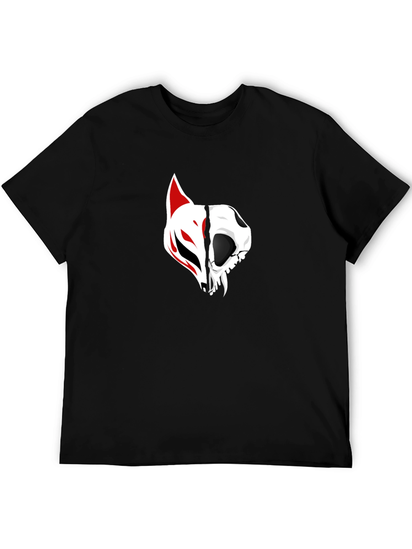 Black Tee with Fox and Skull Graphic