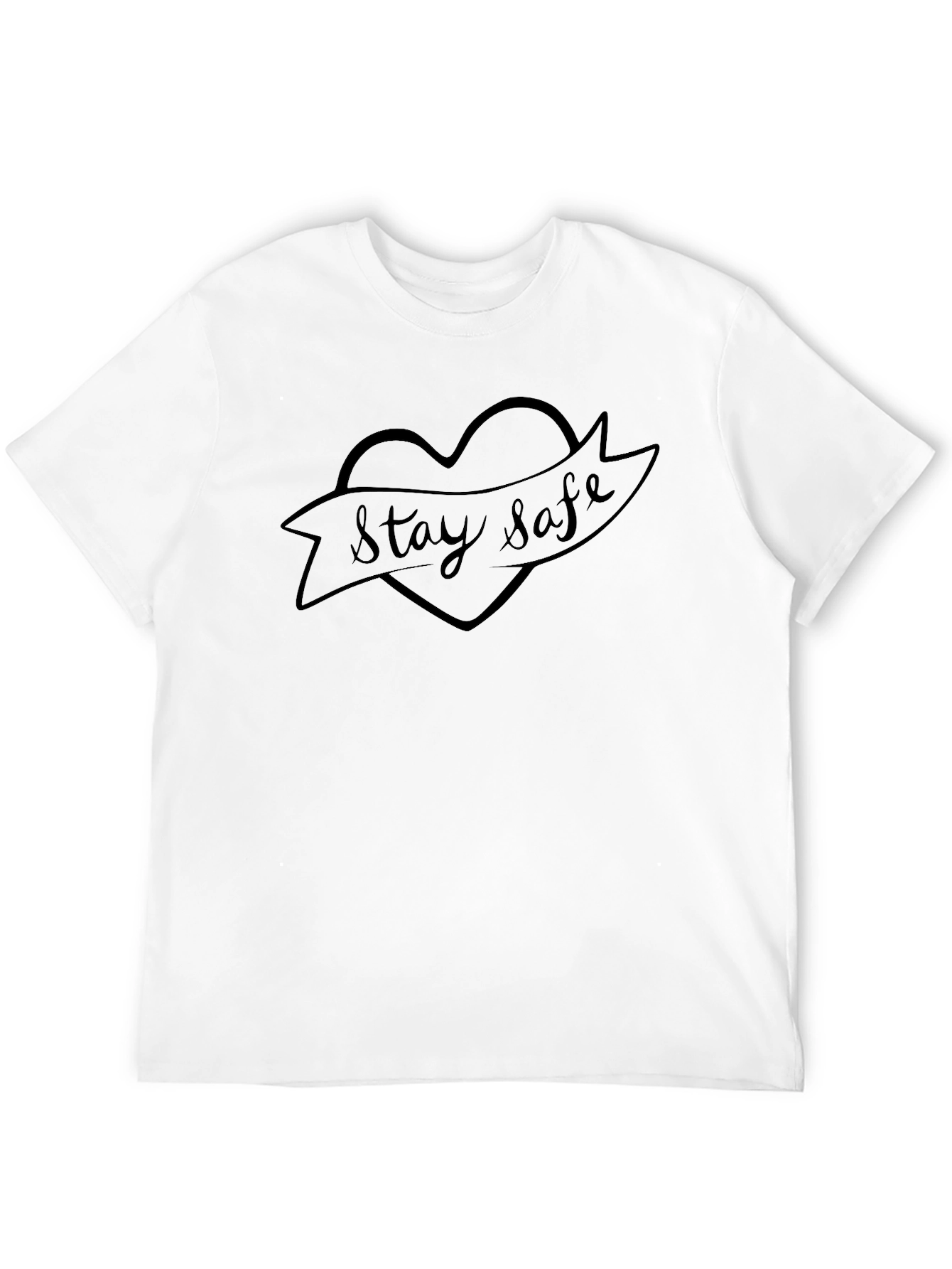 Stay Safe Heart Graphic Black T-Shirt