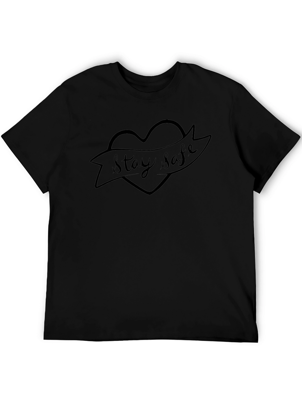 Stay Safe Heart Graphic Black T-Shirt