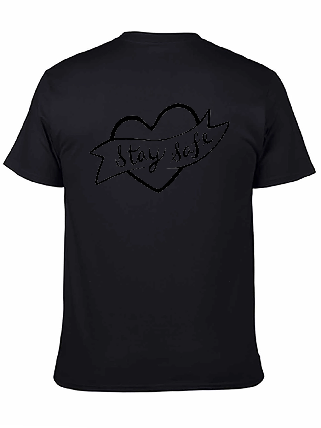 Stay Safe Heart Graphic Black T-Shirt