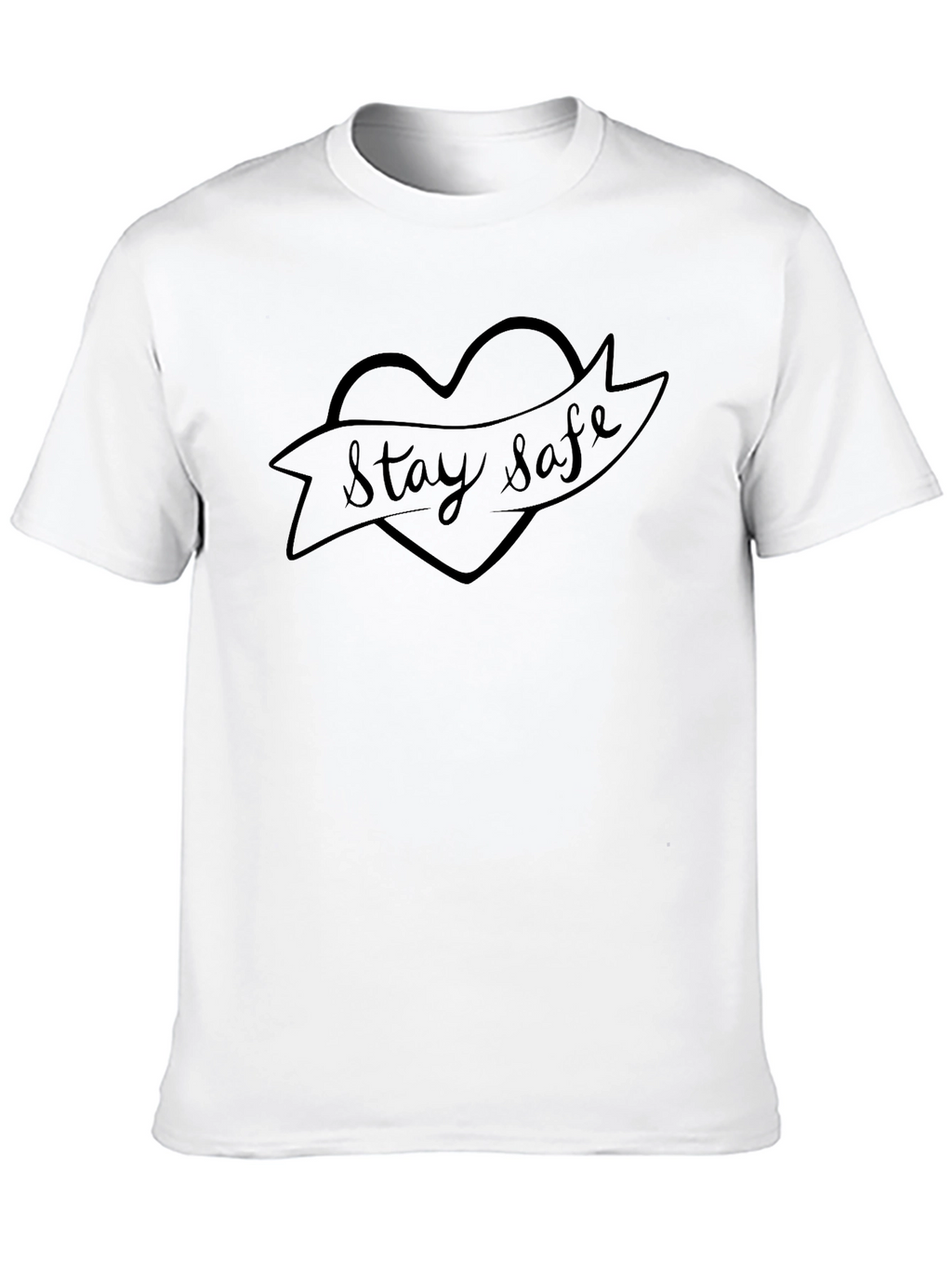 Stay Safe Heart Graphic Black T-Shirt